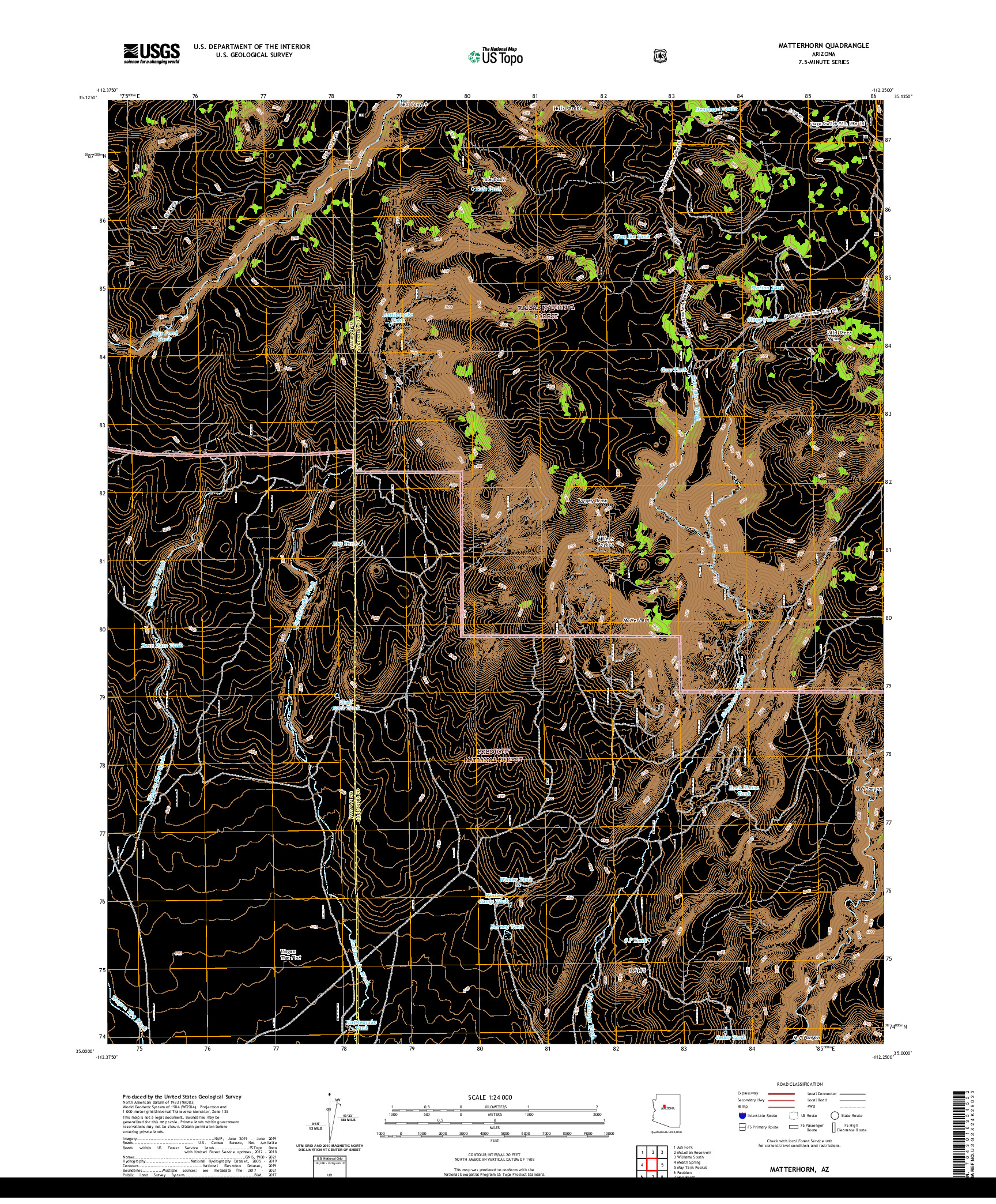 US TOPO 7.5-MINUTE MAP FOR MATTERHORN, AZ