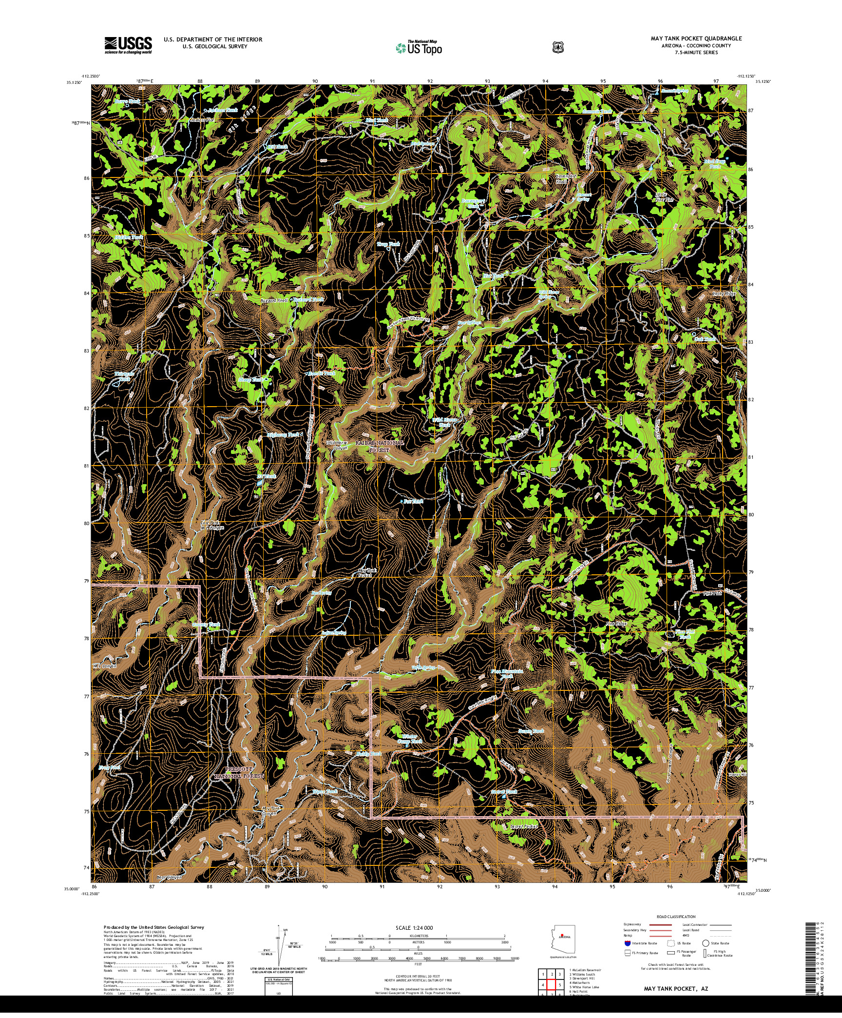 US TOPO 7.5-MINUTE MAP FOR MAY TANK POCKET, AZ