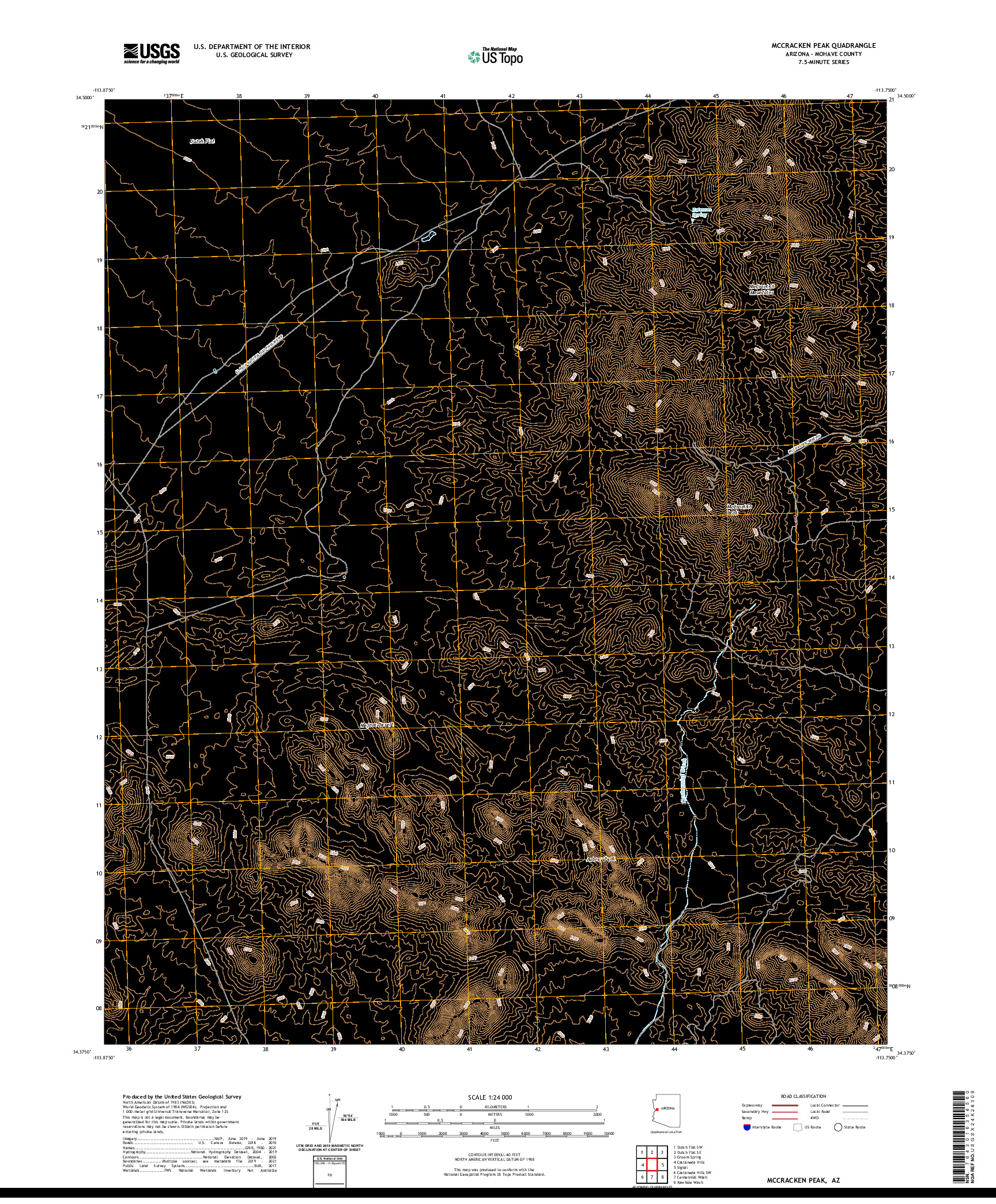 US TOPO 7.5-MINUTE MAP FOR MCCRACKEN PEAK, AZ