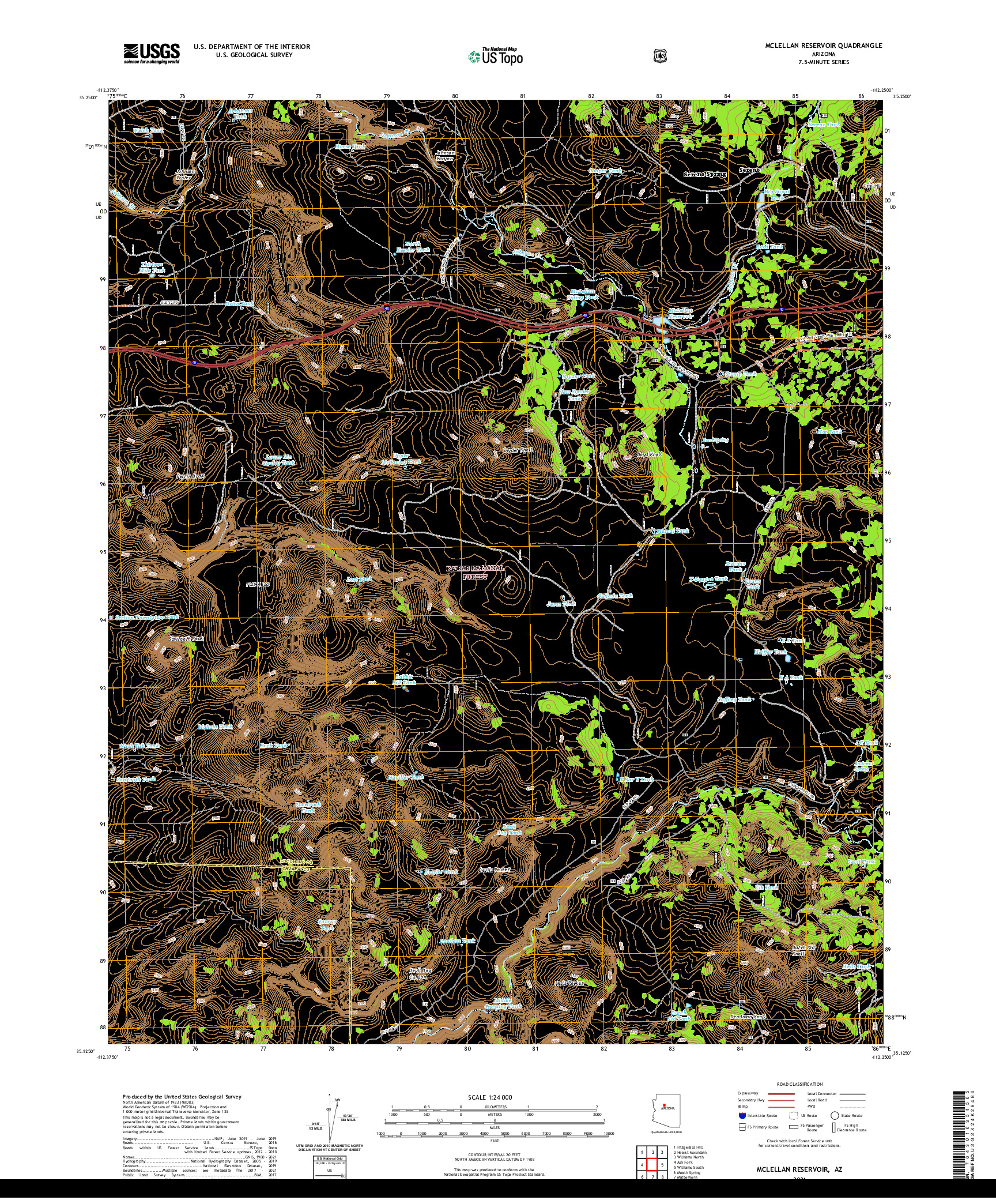 US TOPO 7.5-MINUTE MAP FOR MCLELLAN RESERVOIR, AZ