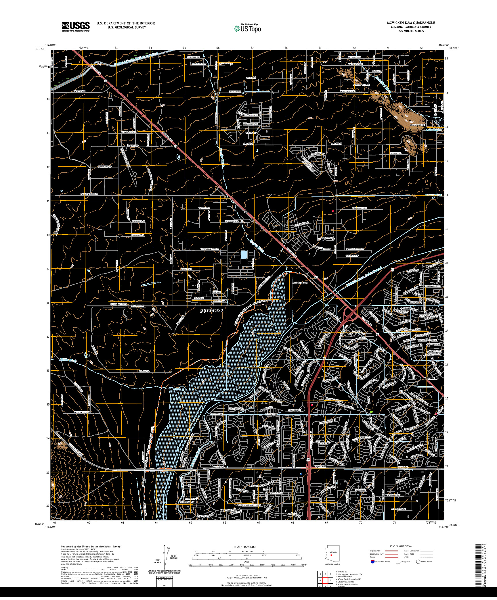 US TOPO 7.5-MINUTE MAP FOR MCMICKEN DAM, AZ