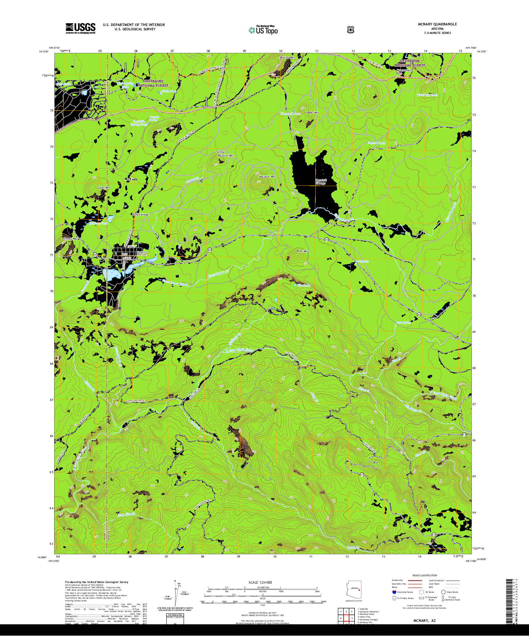 US TOPO 7.5-MINUTE MAP FOR MCNARY, AZ