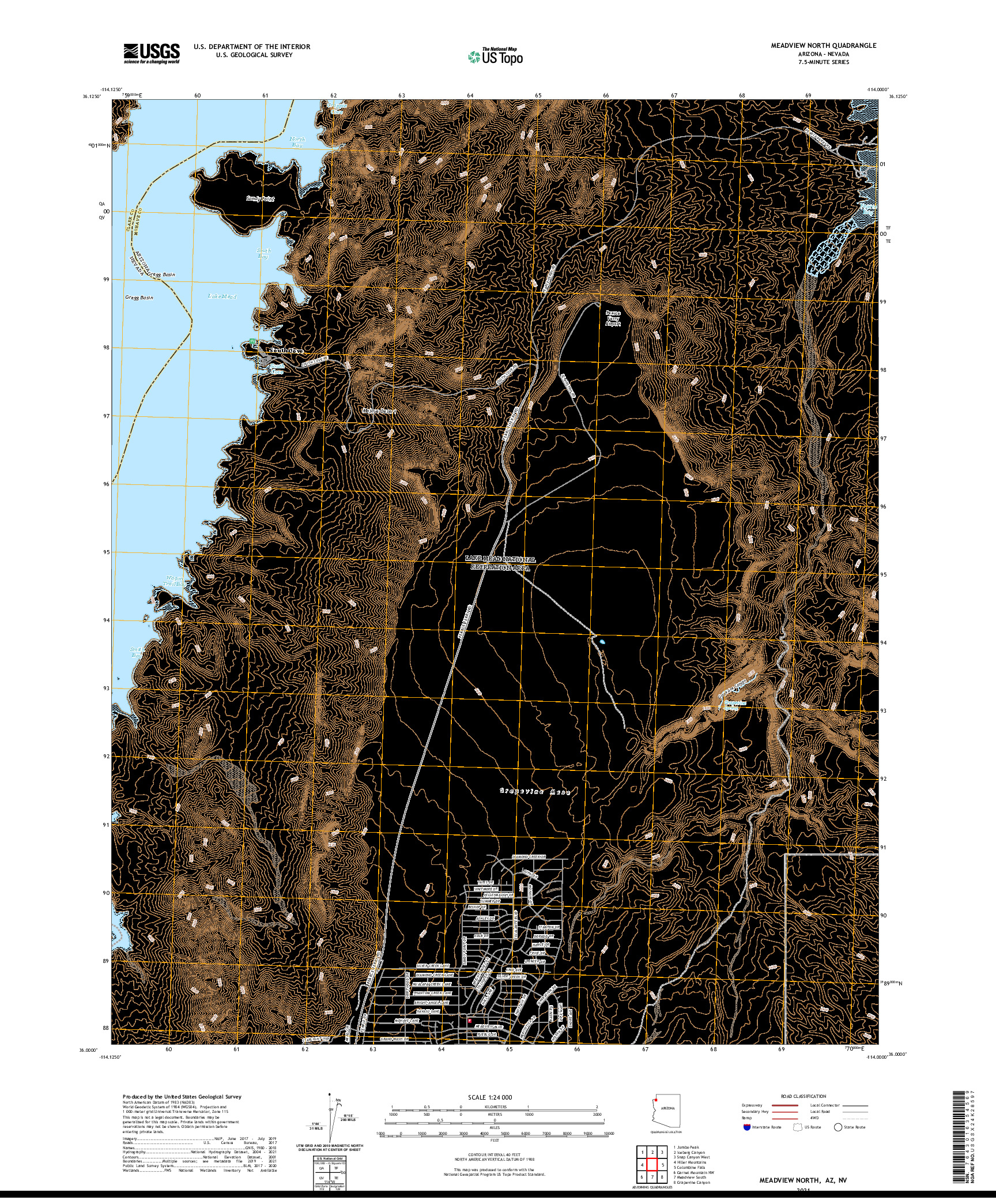 US TOPO 7.5-MINUTE MAP FOR MEADVIEW NORTH, AZ,NV