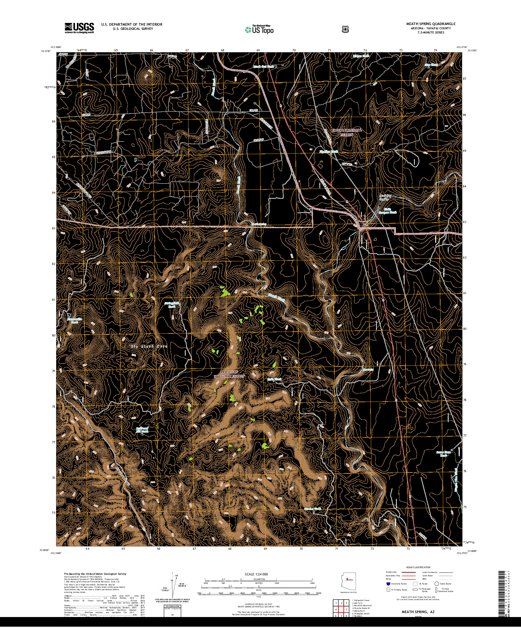 US TOPO 7.5-MINUTE MAP FOR MEATH SPRING, AZ