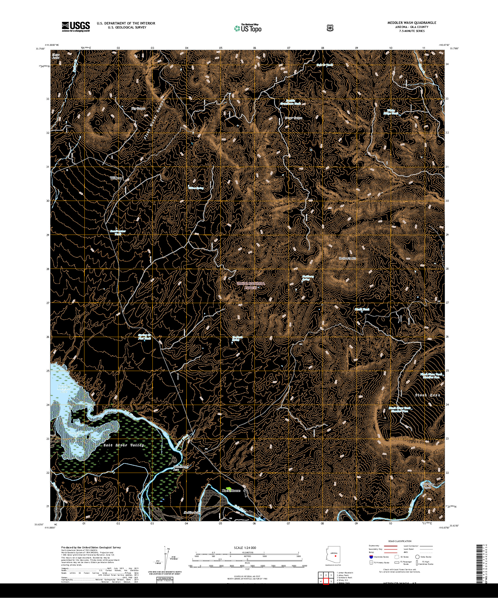 US TOPO 7.5-MINUTE MAP FOR MEDDLER WASH, AZ