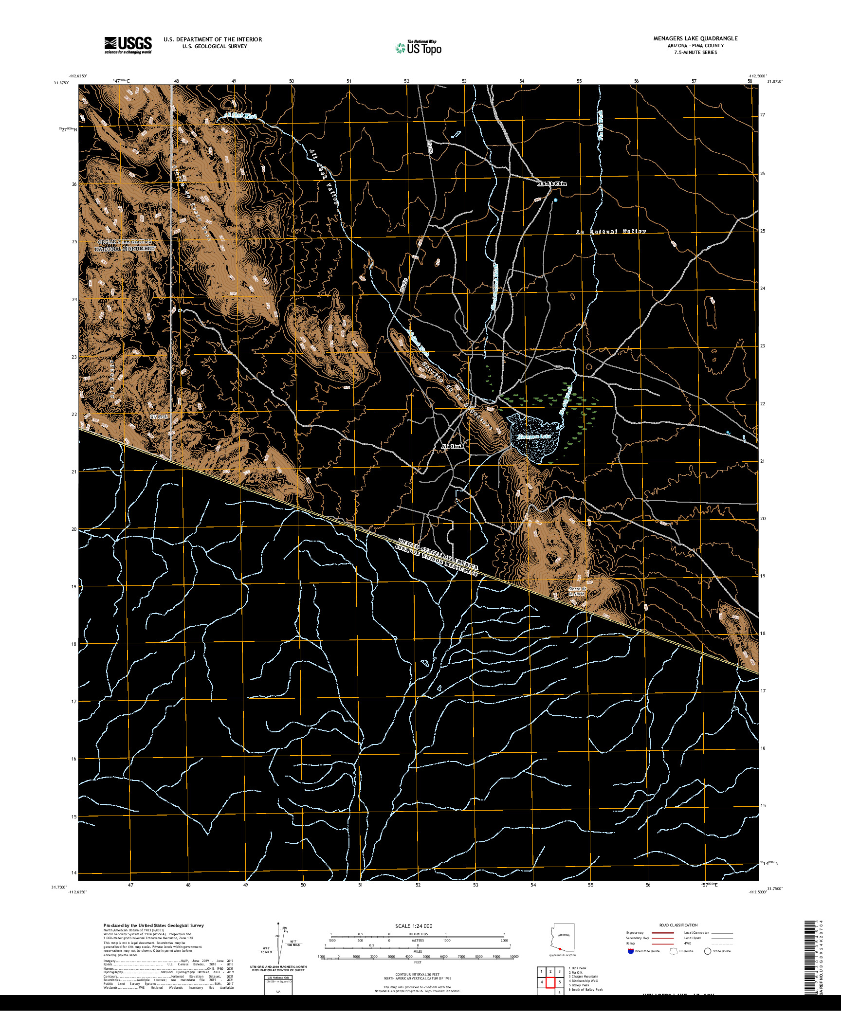 US TOPO 7.5-MINUTE MAP FOR MENAGERS LAKE, AZ,SON