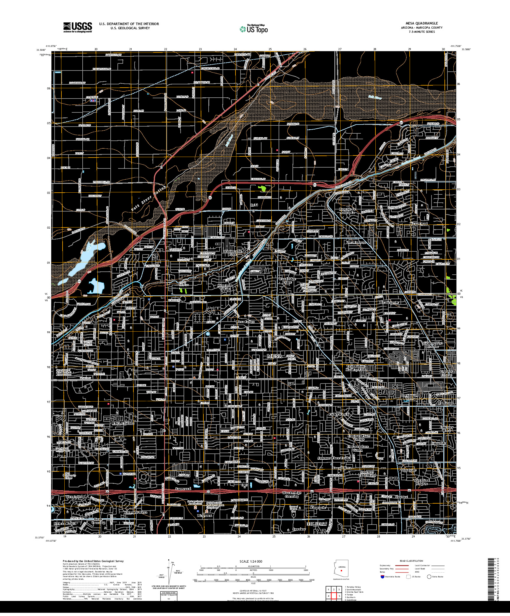 US TOPO 7.5-MINUTE MAP FOR MESA, AZ