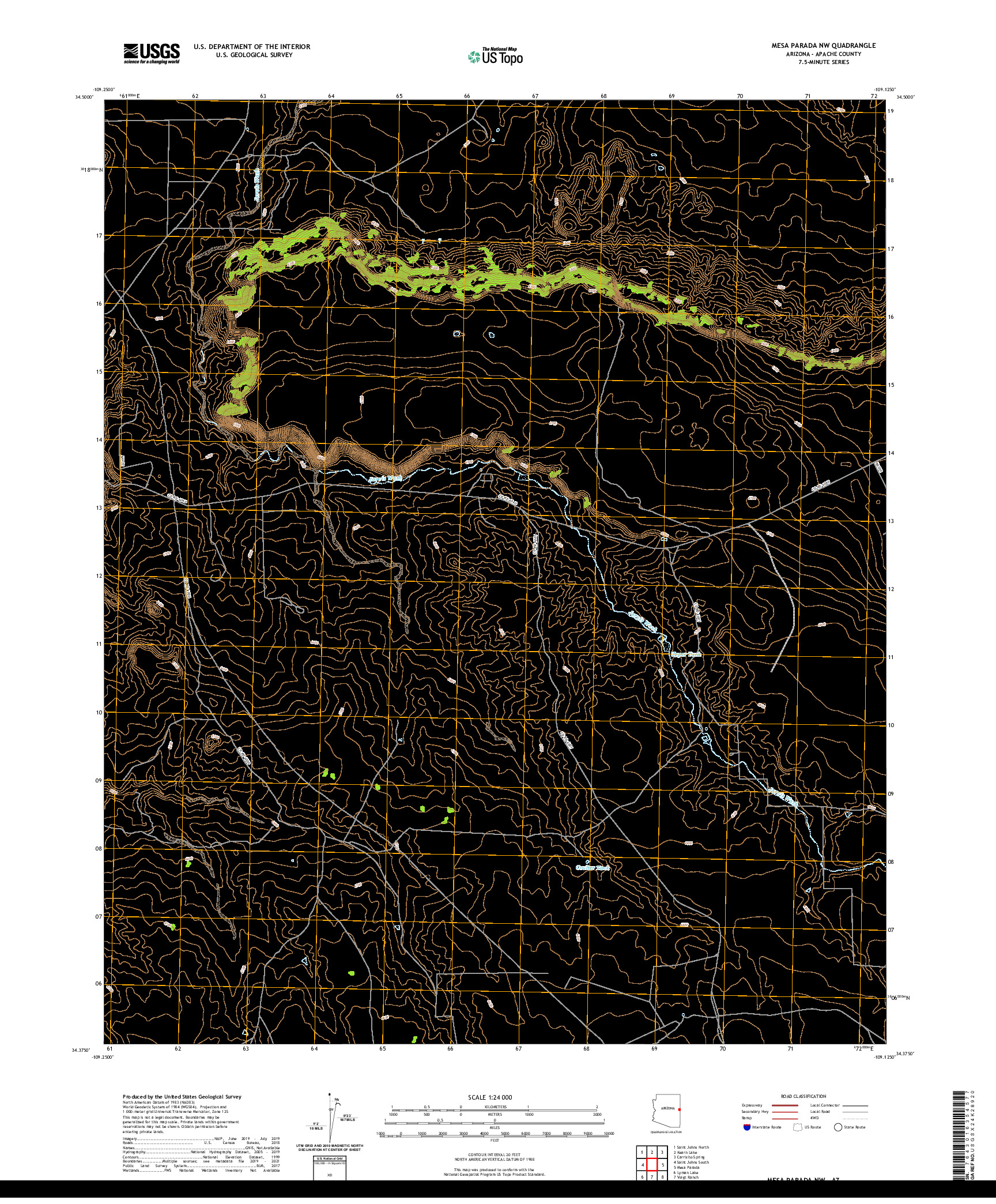 US TOPO 7.5-MINUTE MAP FOR MESA PARADA NW, AZ