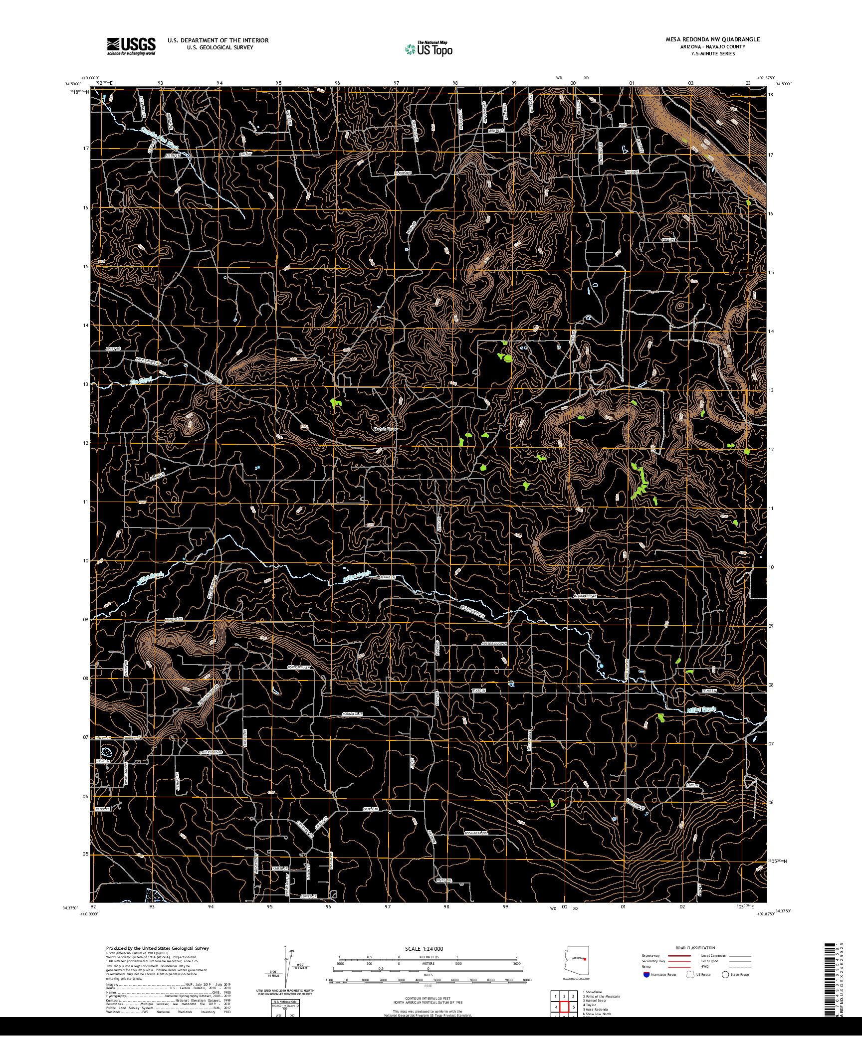 US TOPO 7.5-MINUTE MAP FOR MESA REDONDA NW, AZ