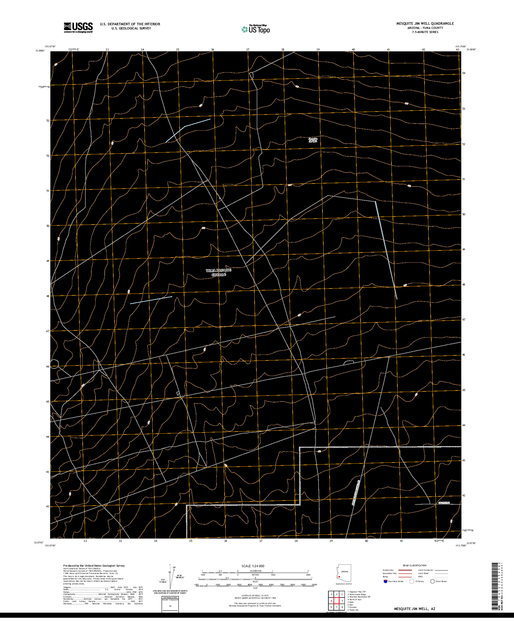USGS US TOPO 7.5-MINUTE MAP FOR MESQUITE JIM WELL, AZ 2021