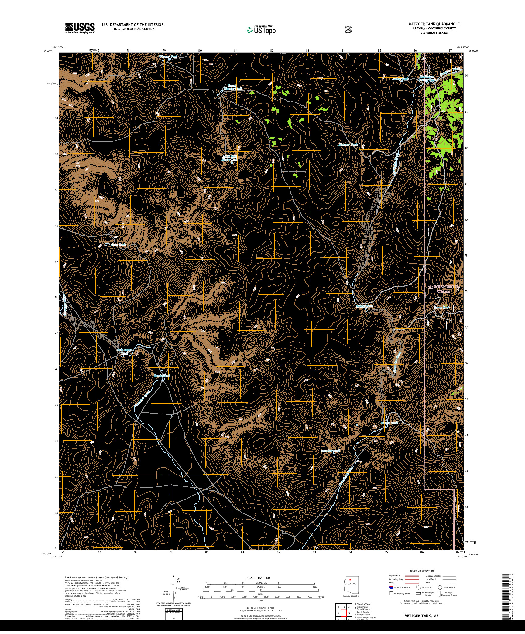 US TOPO 7.5-MINUTE MAP FOR METZGER TANK, AZ