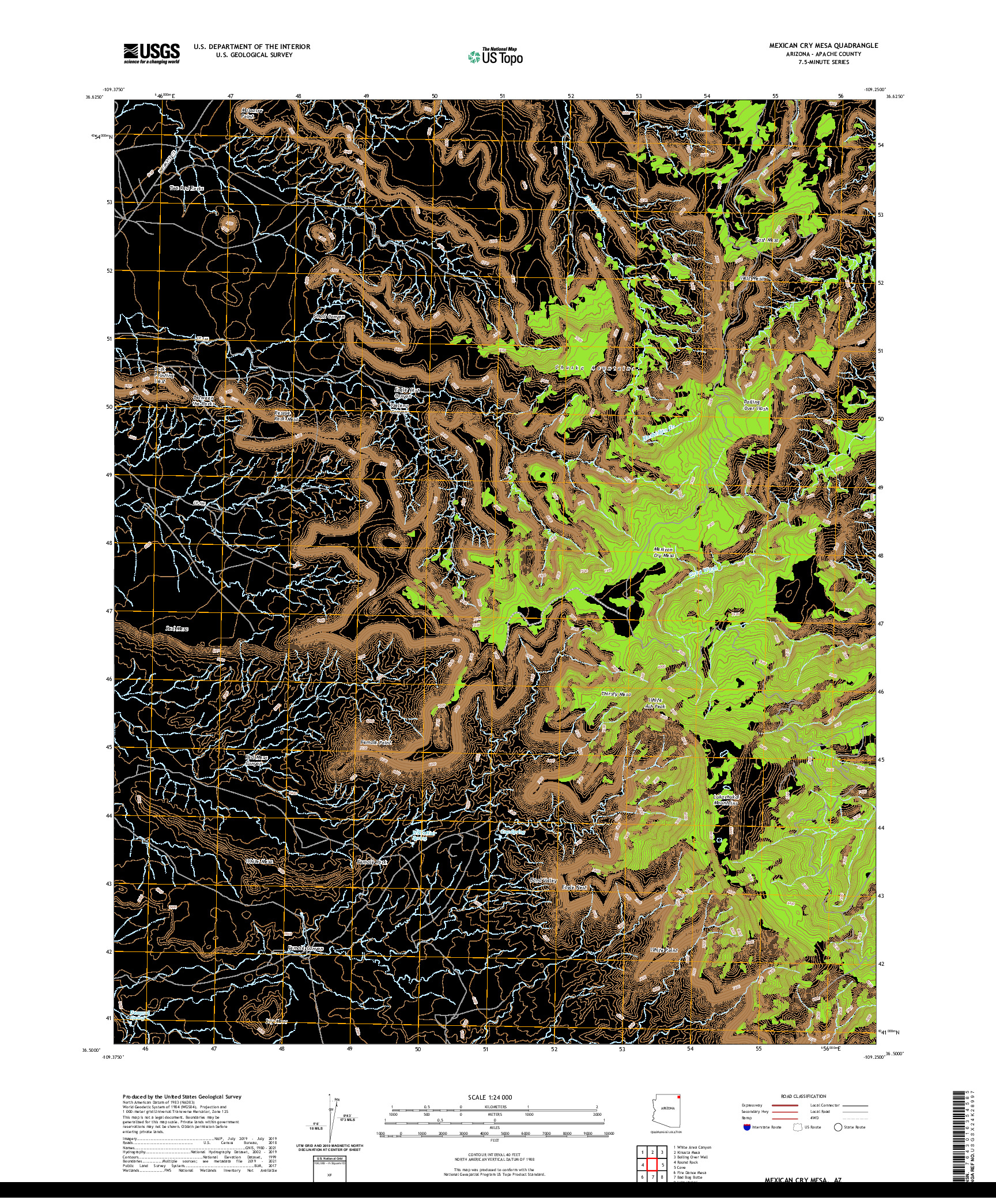 US TOPO 7.5-MINUTE MAP FOR MEXICAN CRY MESA, AZ