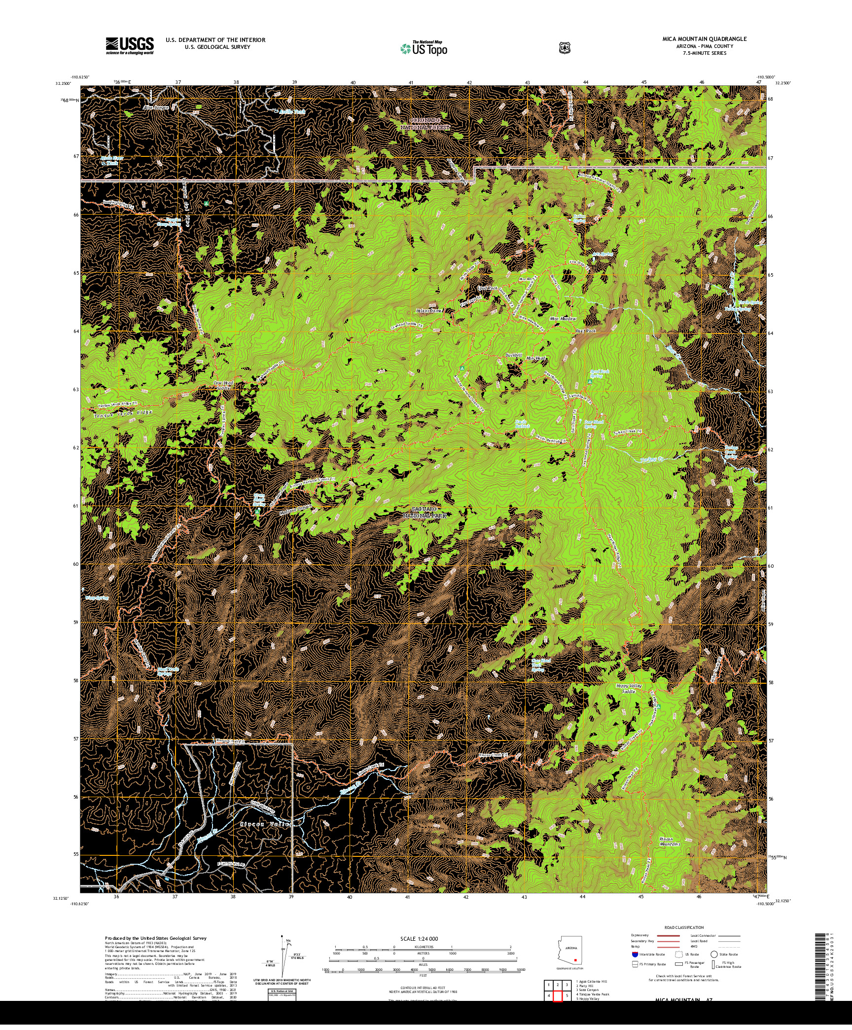 US TOPO 7.5-MINUTE MAP FOR MICA MOUNTAIN, AZ