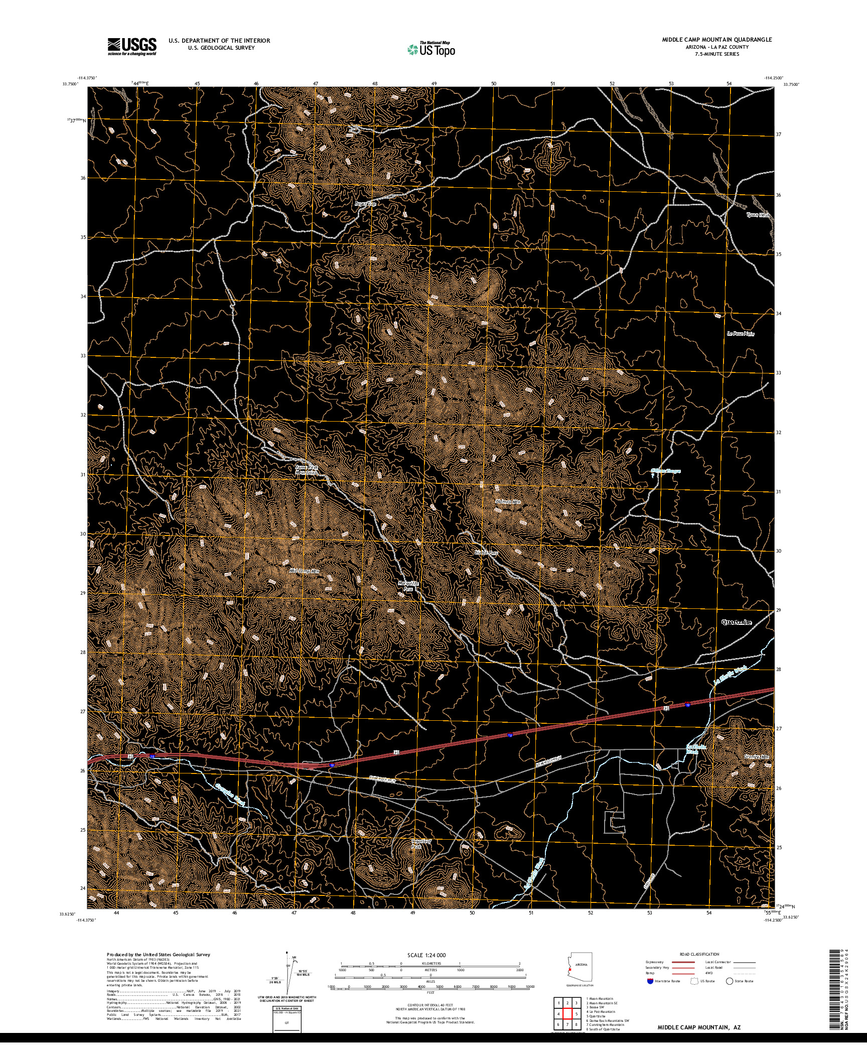 USGS US TOPO 7.5-MINUTE MAP FOR MIDDLE CAMP MOUNTAIN, AZ 2021