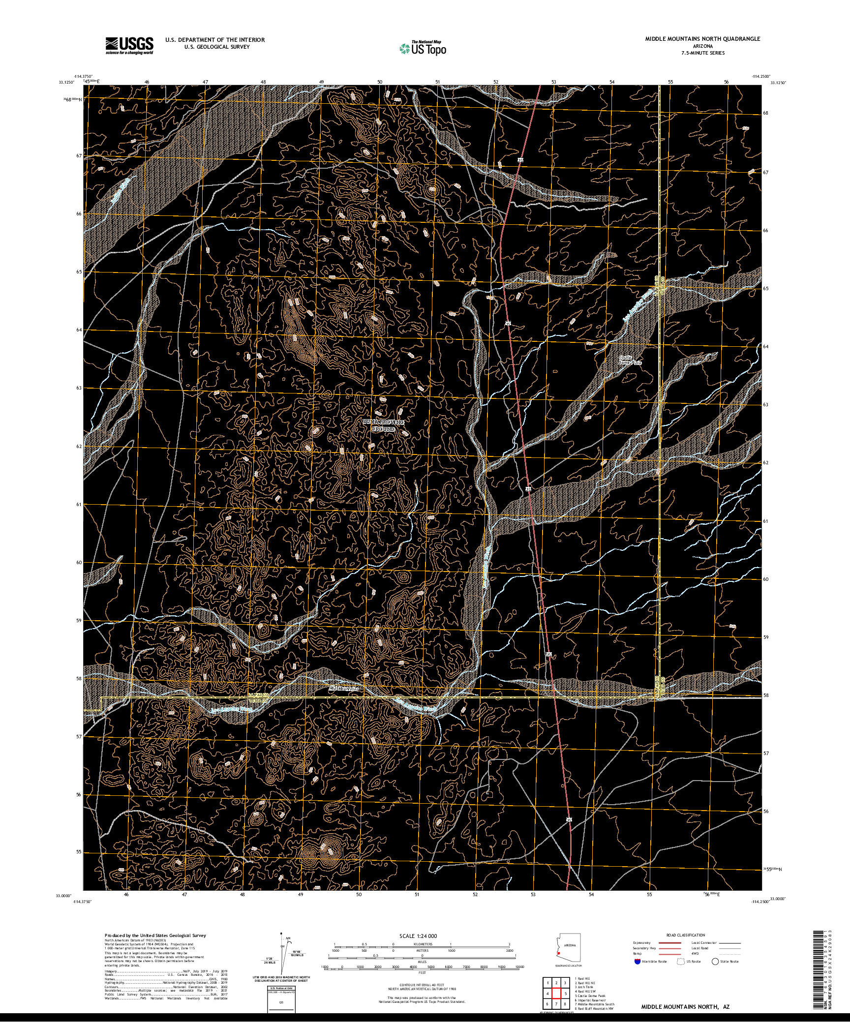 USGS US TOPO 7.5-MINUTE MAP FOR MIDDLE MOUNTAINS NORTH, AZ 2021