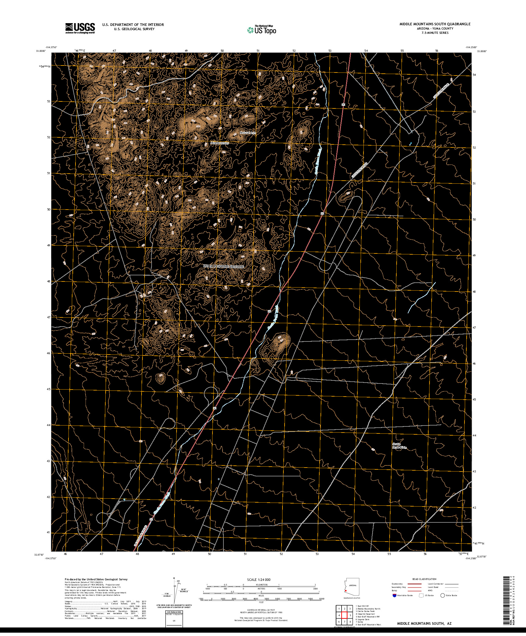 USGS US TOPO 7.5-MINUTE MAP FOR MIDDLE MOUNTAINS SOUTH, AZ 2021