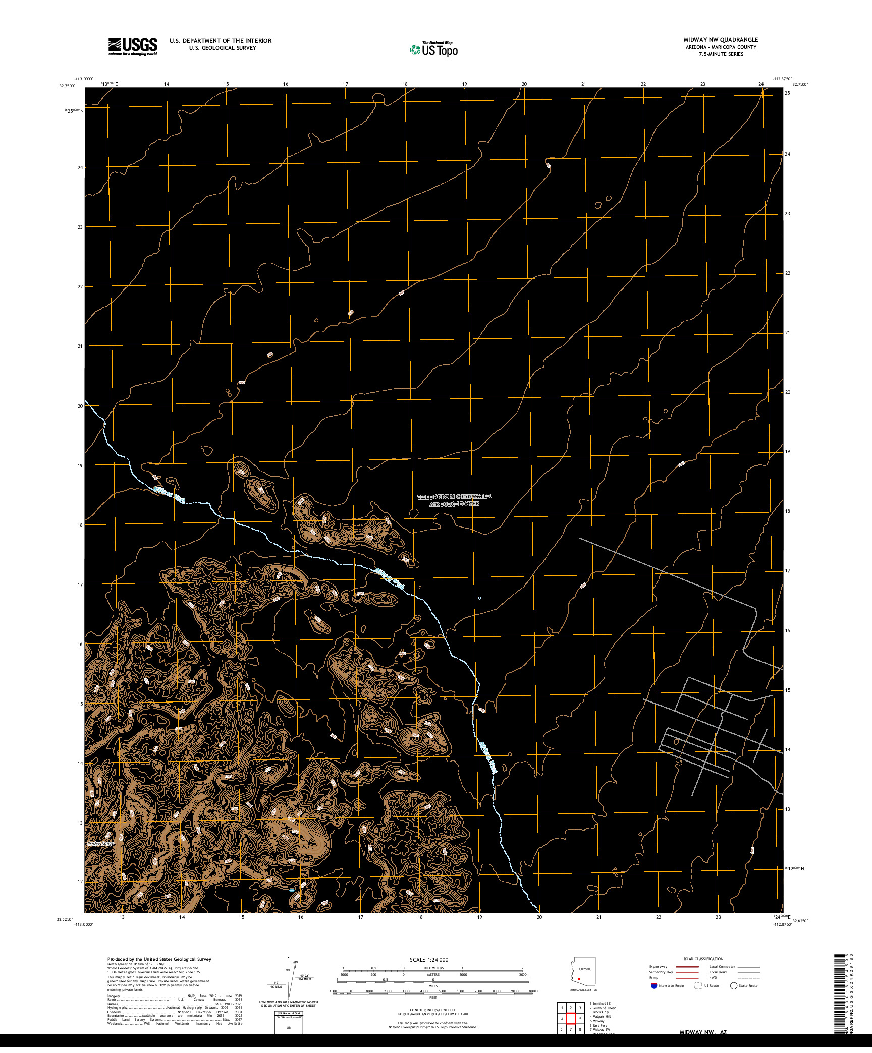 US TOPO 7.5-MINUTE MAP FOR MIDWAY NW, AZ