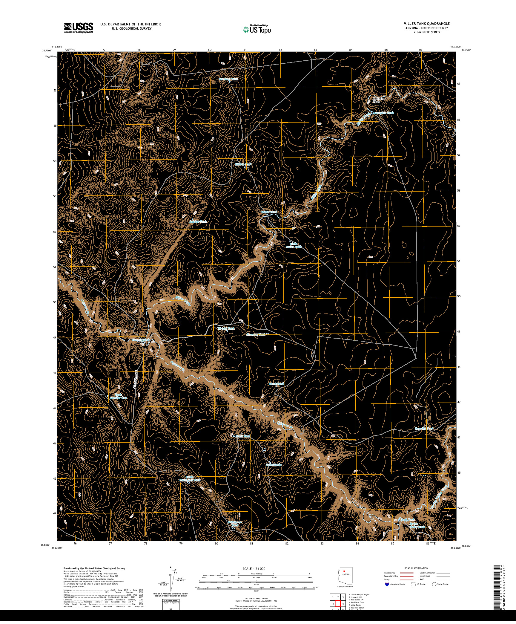 US TOPO 7.5-MINUTE MAP FOR MILLER TANK, AZ