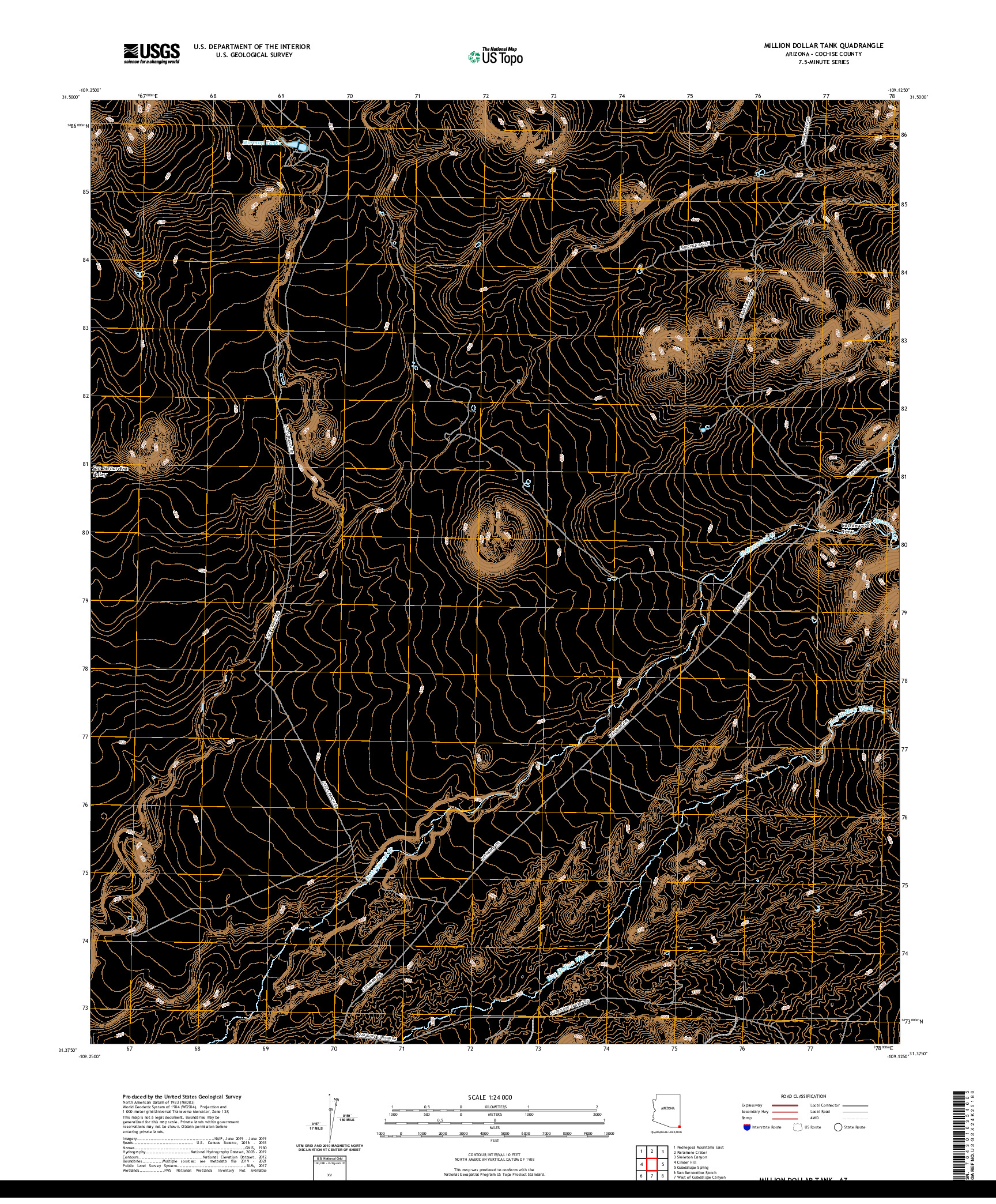 US TOPO 7.5-MINUTE MAP FOR MILLION DOLLAR TANK, AZ