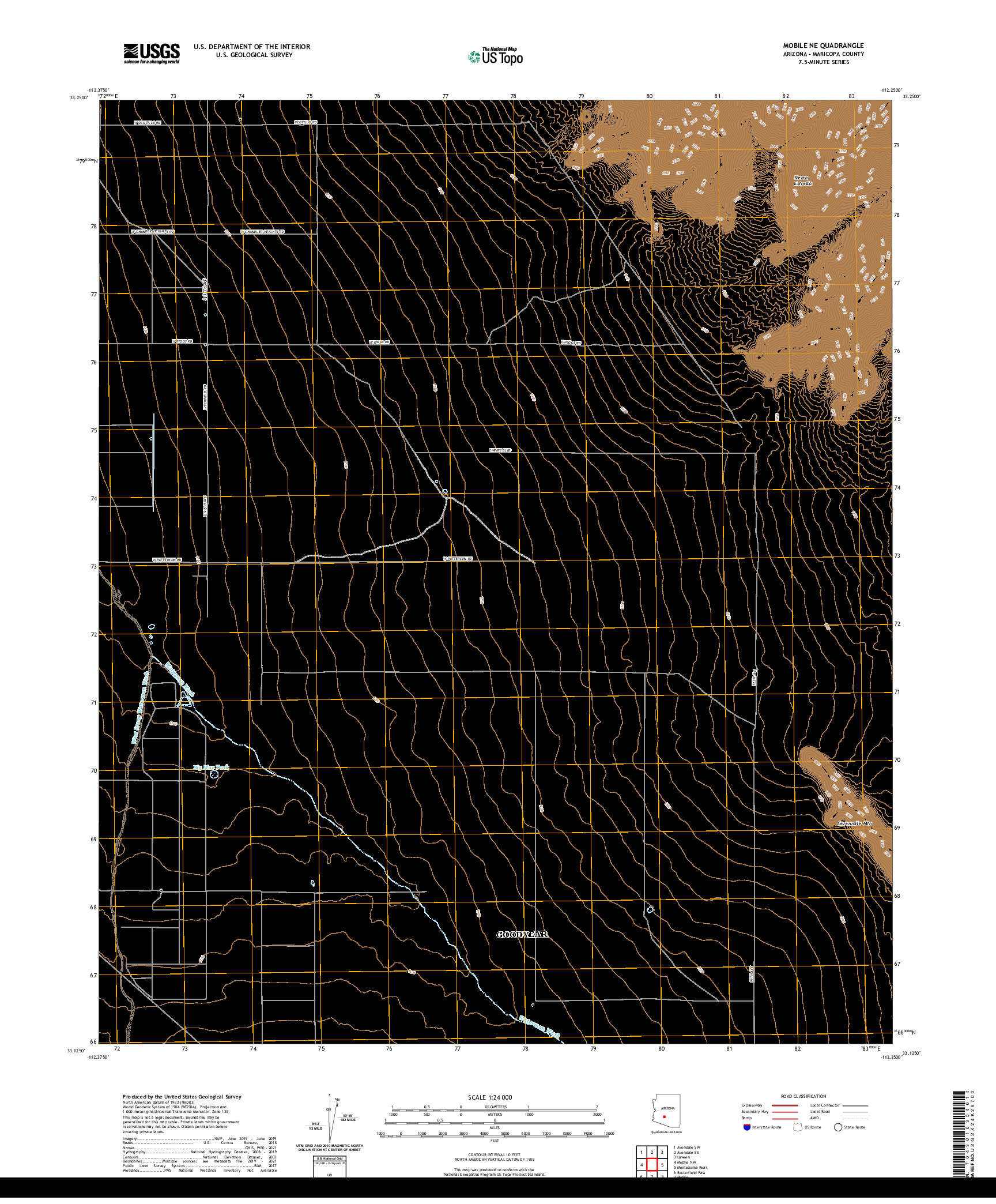 US TOPO 7.5-MINUTE MAP FOR MOBILE NE, AZ