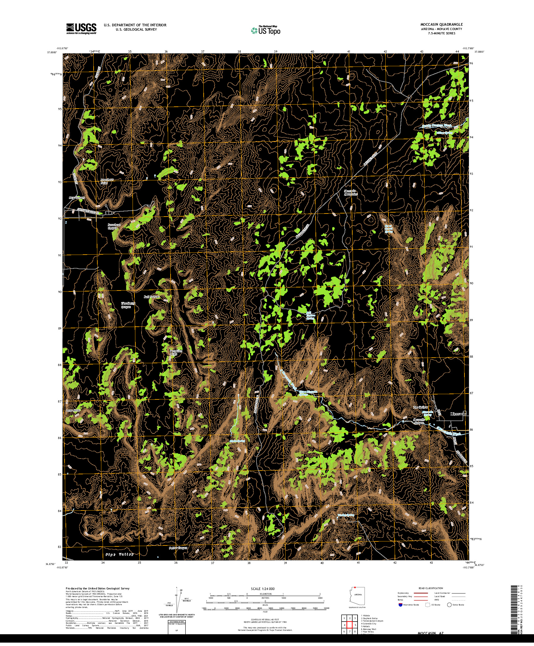 US TOPO 7.5-MINUTE MAP FOR MOCCASIN, AZ