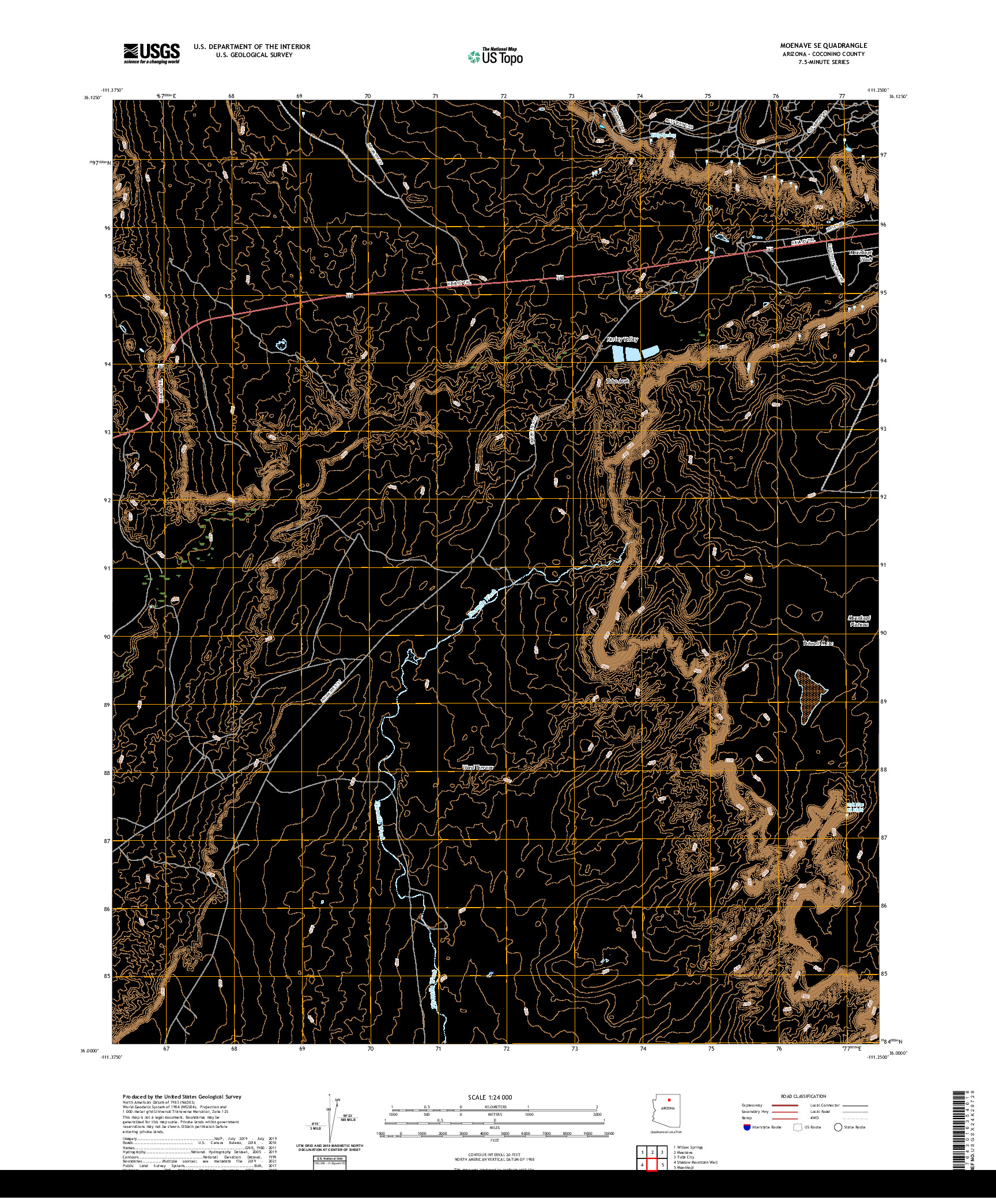 US TOPO 7.5-MINUTE MAP FOR MOENAVE SE, AZ