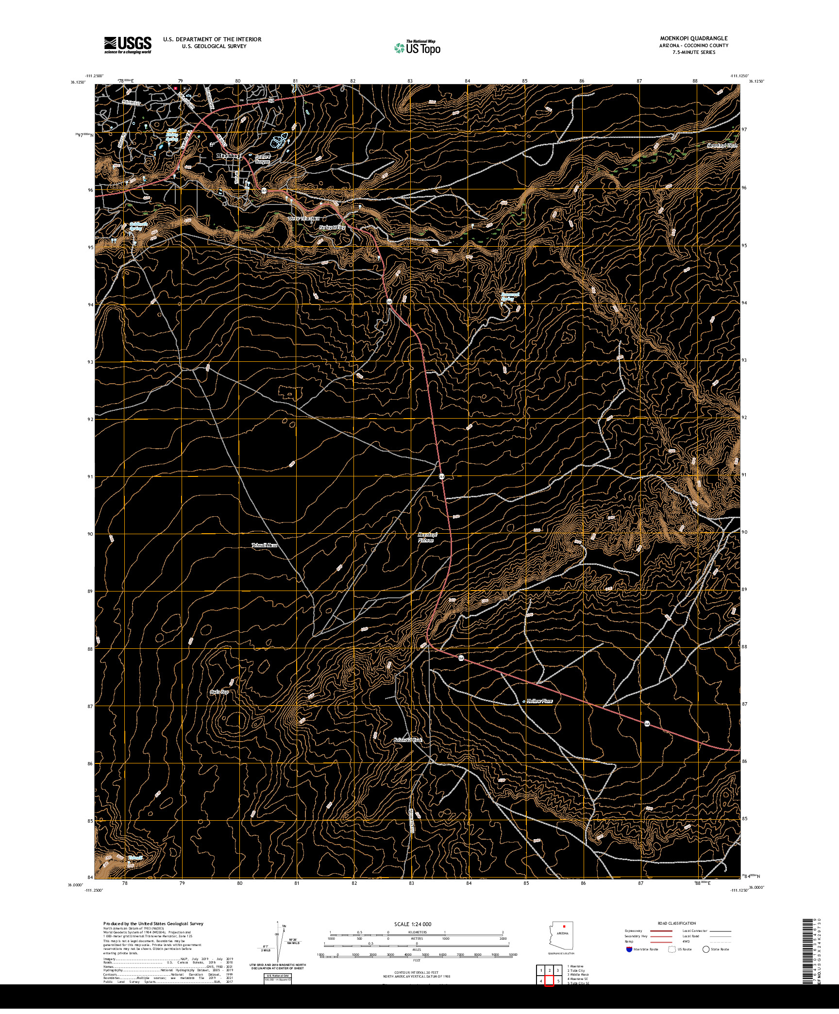 US TOPO 7.5-MINUTE MAP FOR MOENKOPI, AZ