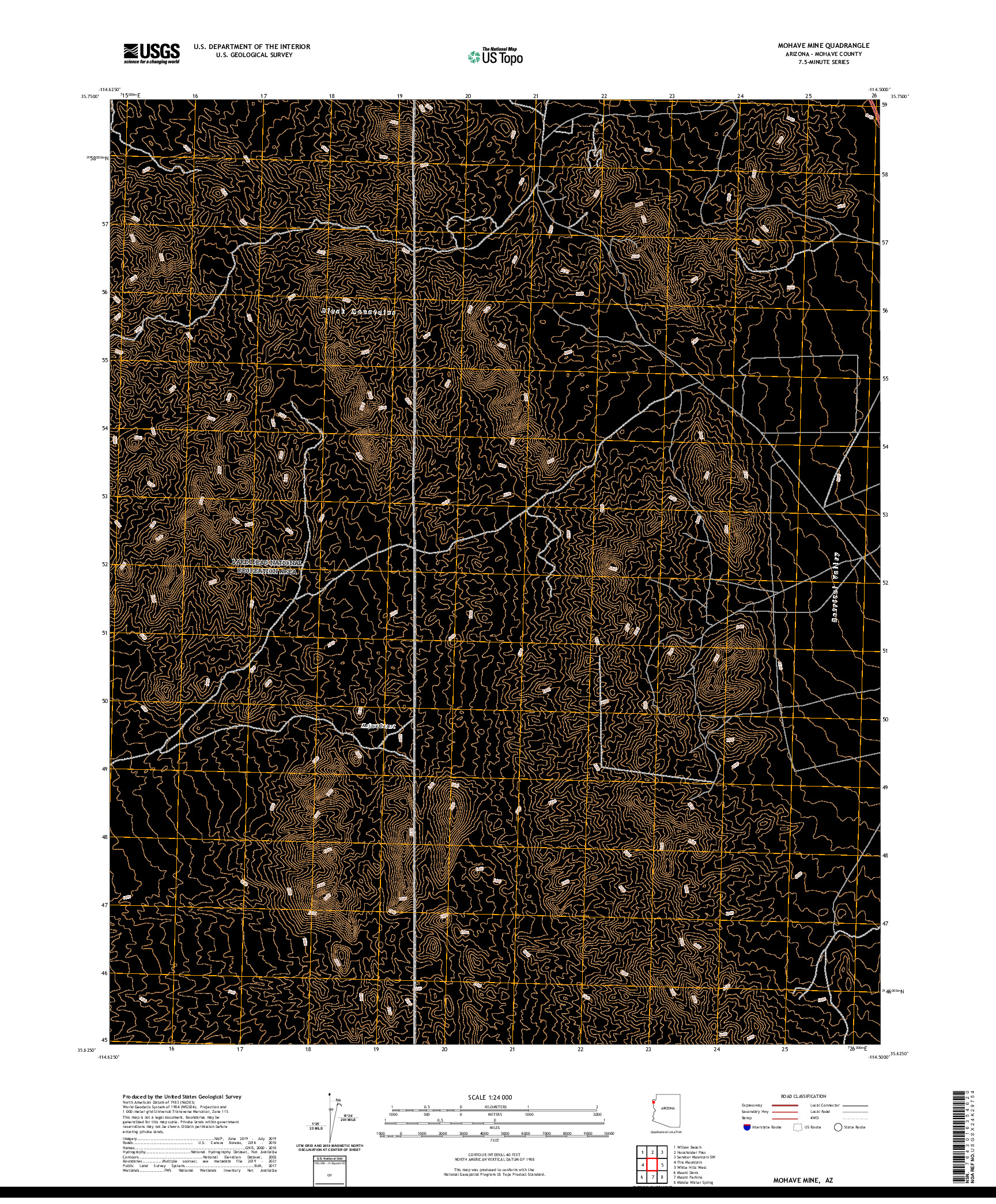 US TOPO 7.5-MINUTE MAP FOR MOHAVE MINE, AZ