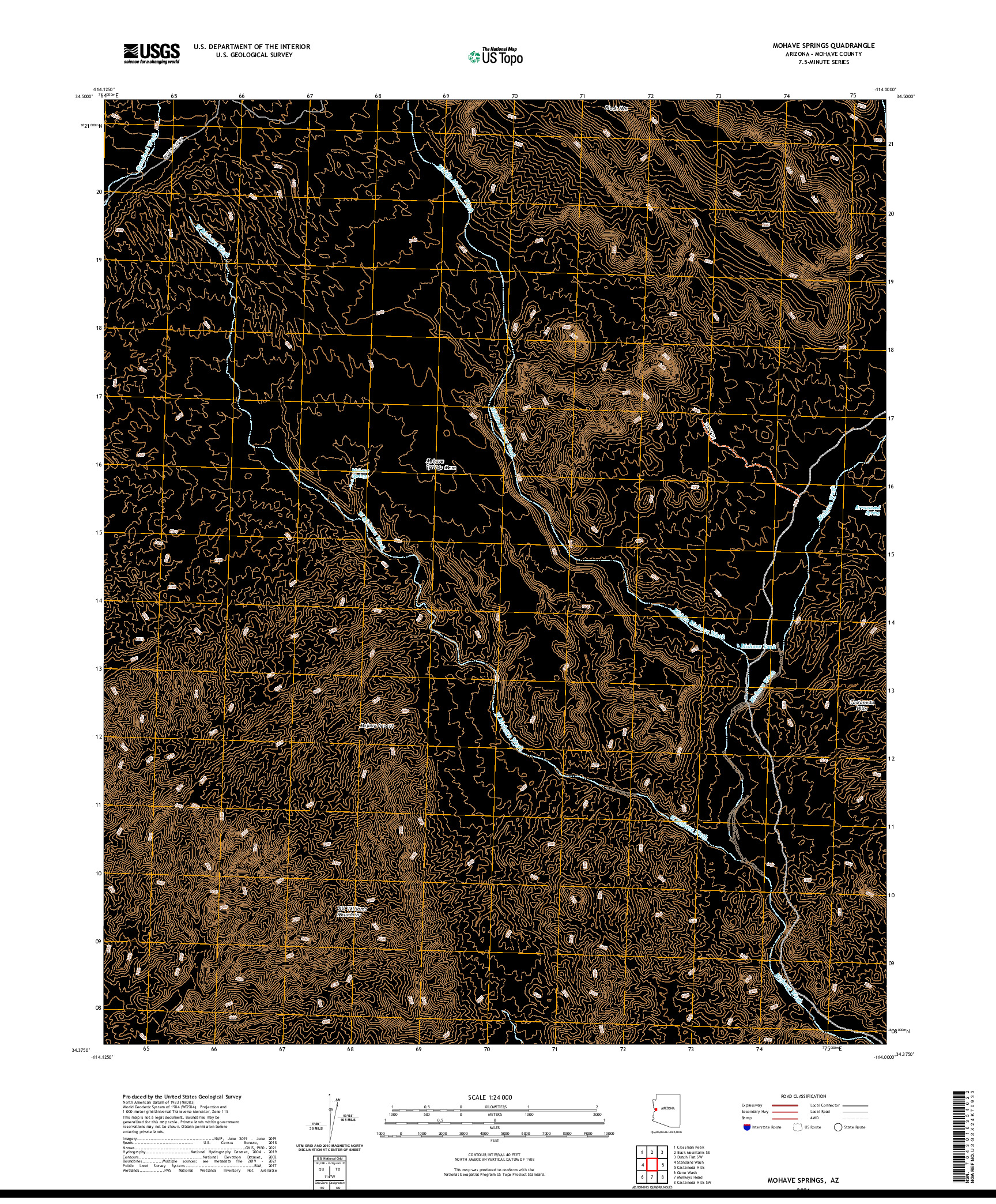 US TOPO 7.5-MINUTE MAP FOR MOHAVE SPRINGS, AZ