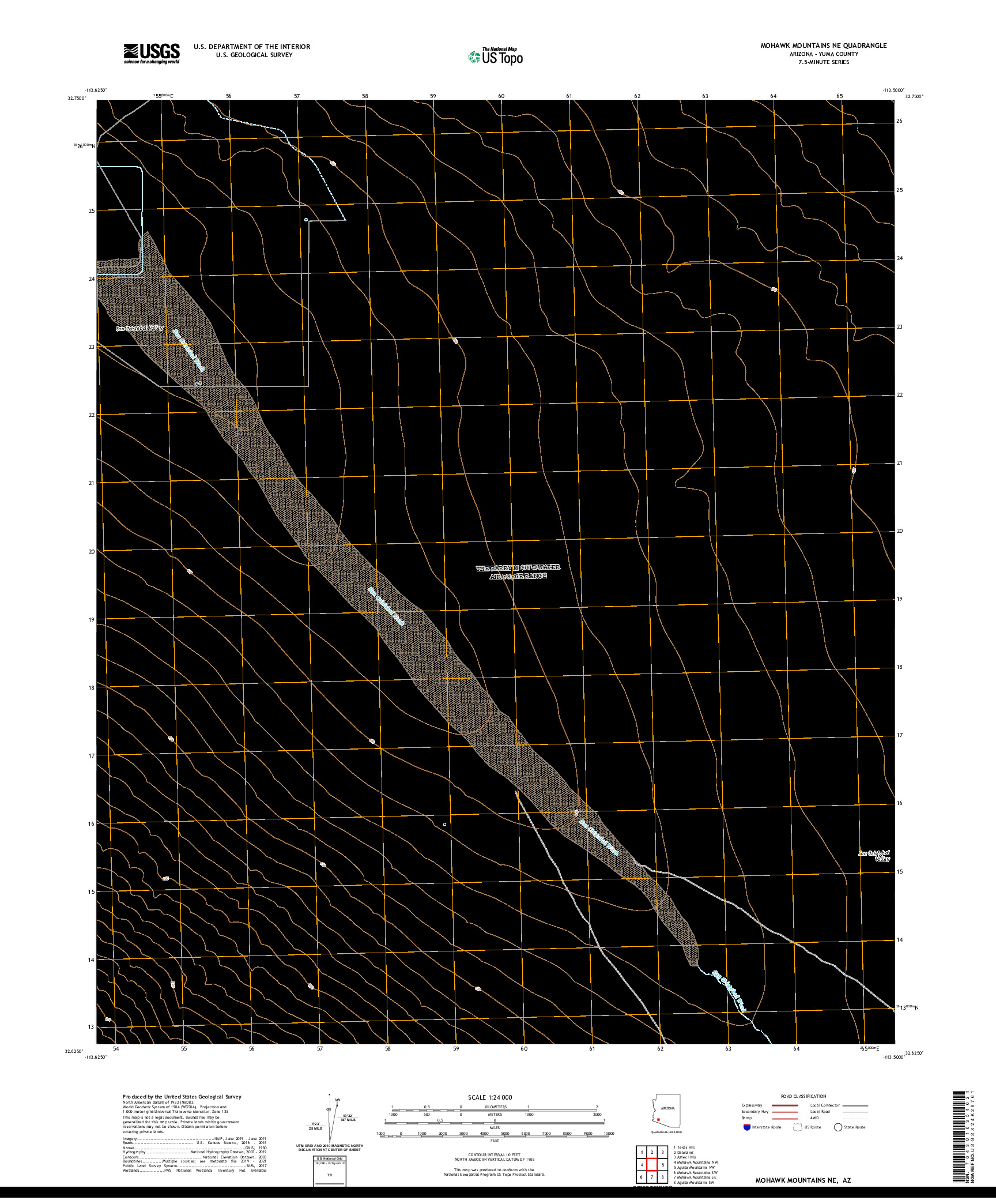 US TOPO 7.5-MINUTE MAP FOR MOHAWK MOUNTAINS NE, AZ