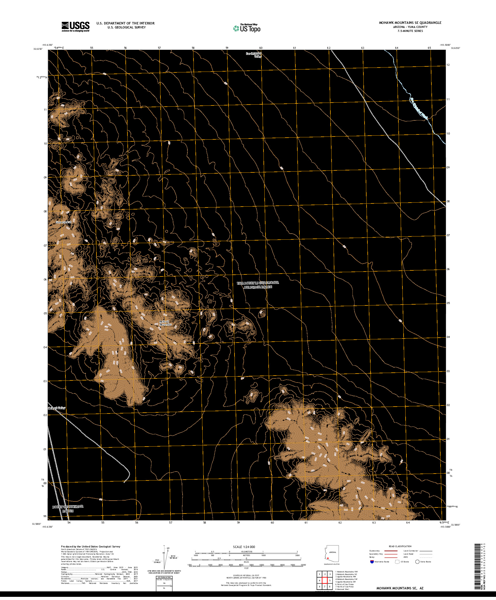 USGS US TOPO 7.5-MINUTE MAP FOR MOHAWK MOUNTAINS SE, AZ 2021