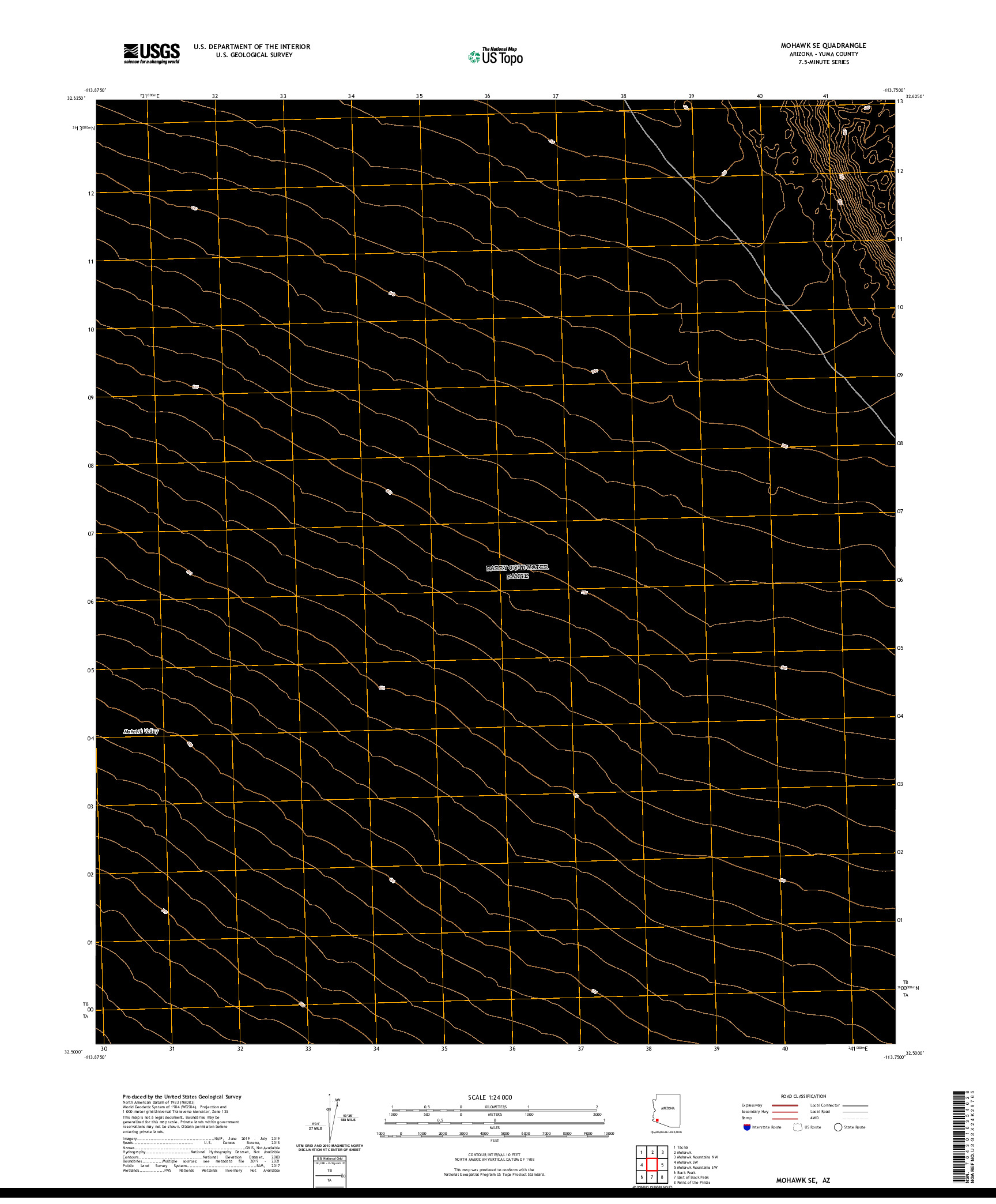 US TOPO 7.5-MINUTE MAP FOR MOHAWK SE, AZ