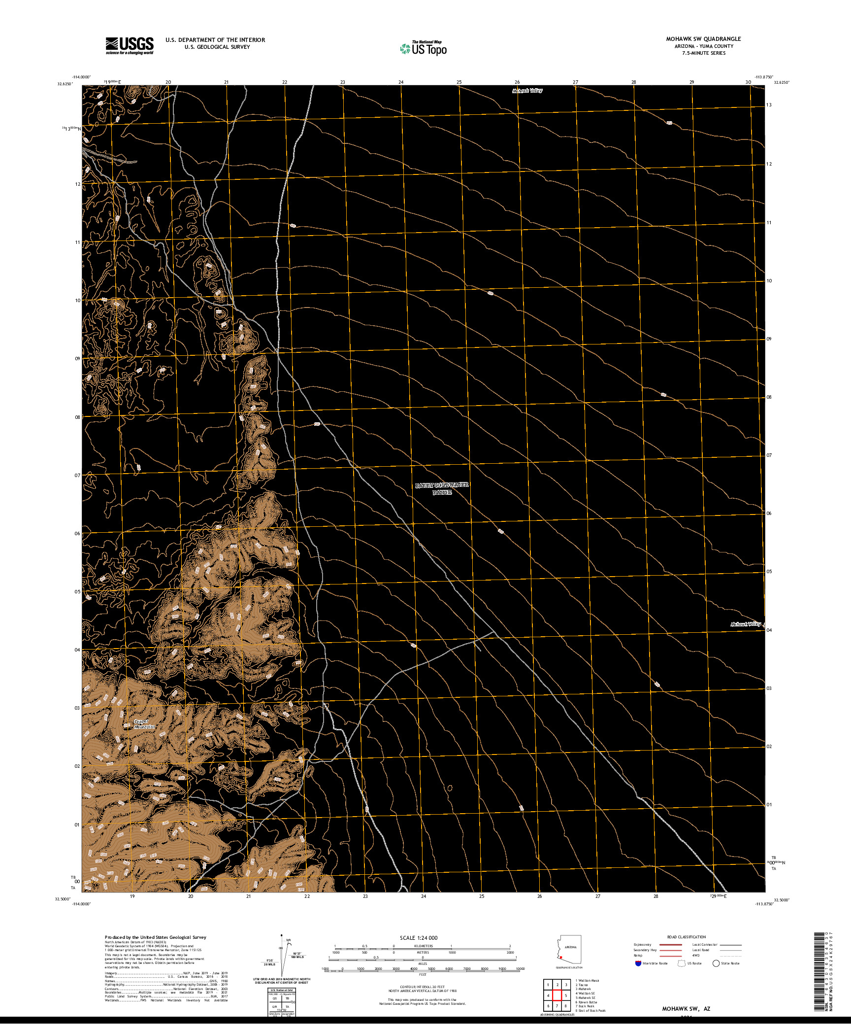 US TOPO 7.5-MINUTE MAP FOR MOHAWK SW, AZ