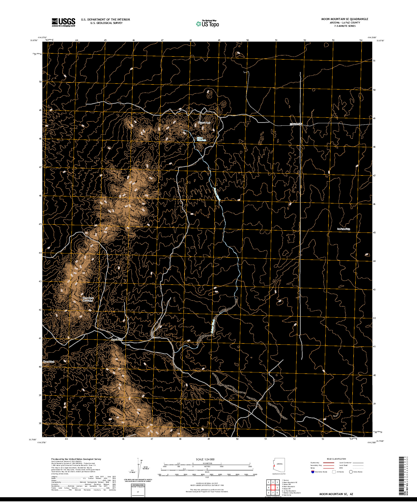 USGS US TOPO 7.5-MINUTE MAP FOR MOON MOUNTAIN SE, AZ 2021