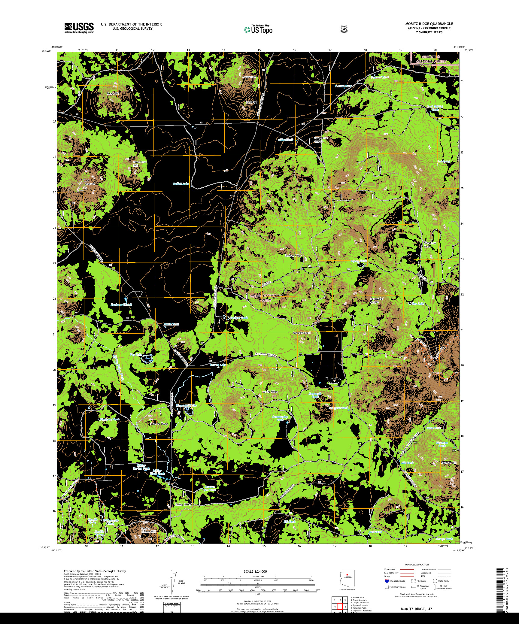 US TOPO 7.5-MINUTE MAP FOR MORITZ RIDGE, AZ