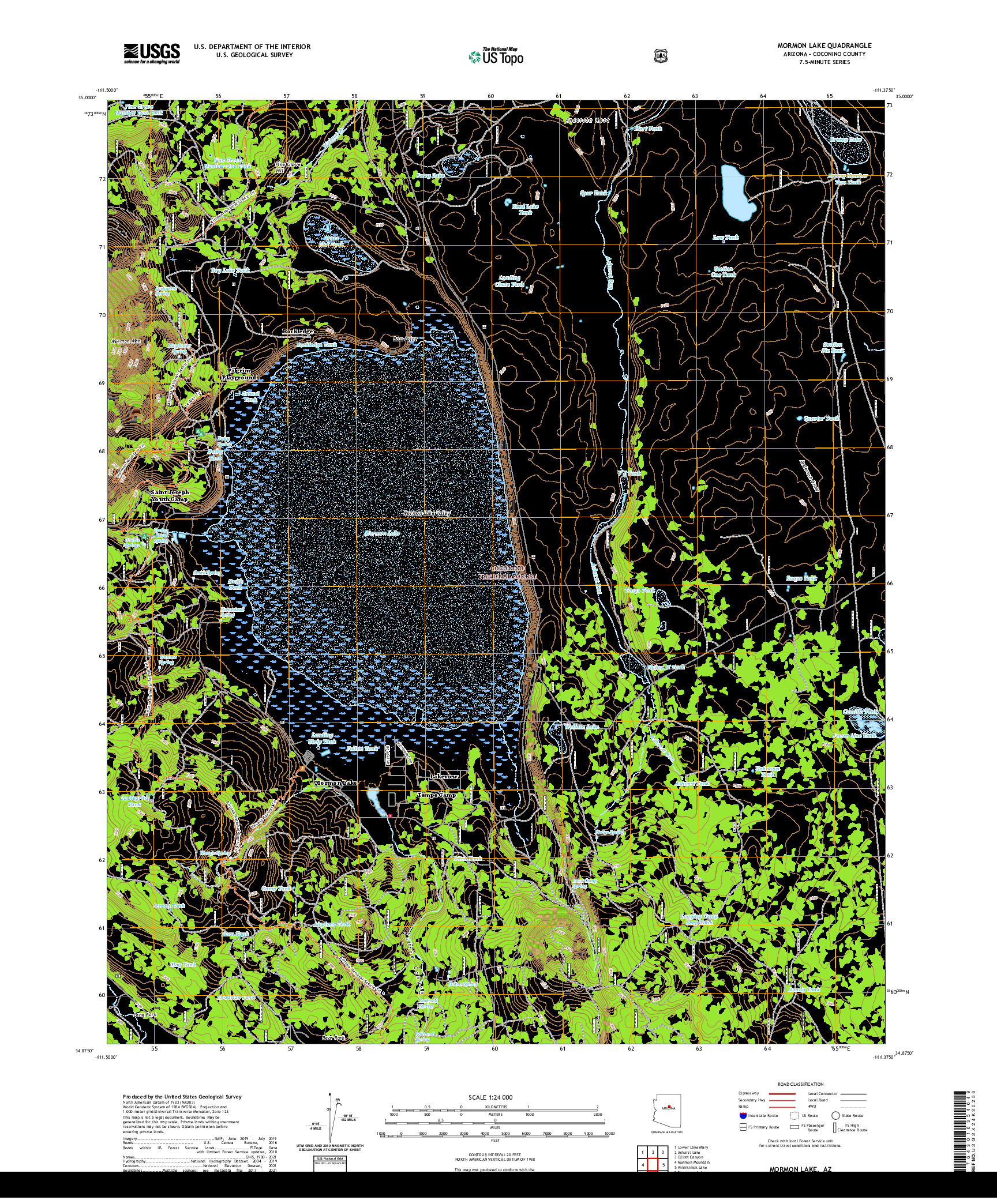 US TOPO 7.5-MINUTE MAP FOR MORMON LAKE, AZ