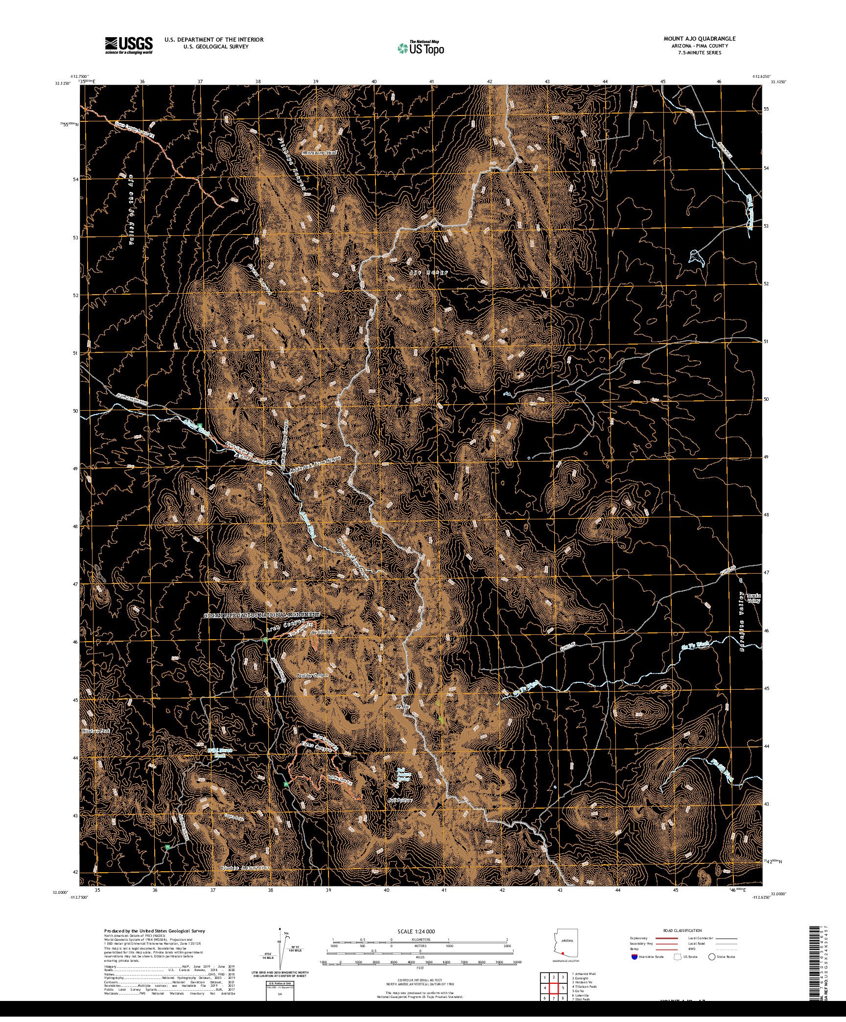 US TOPO 7.5-MINUTE MAP FOR MOUNT AJO, AZ