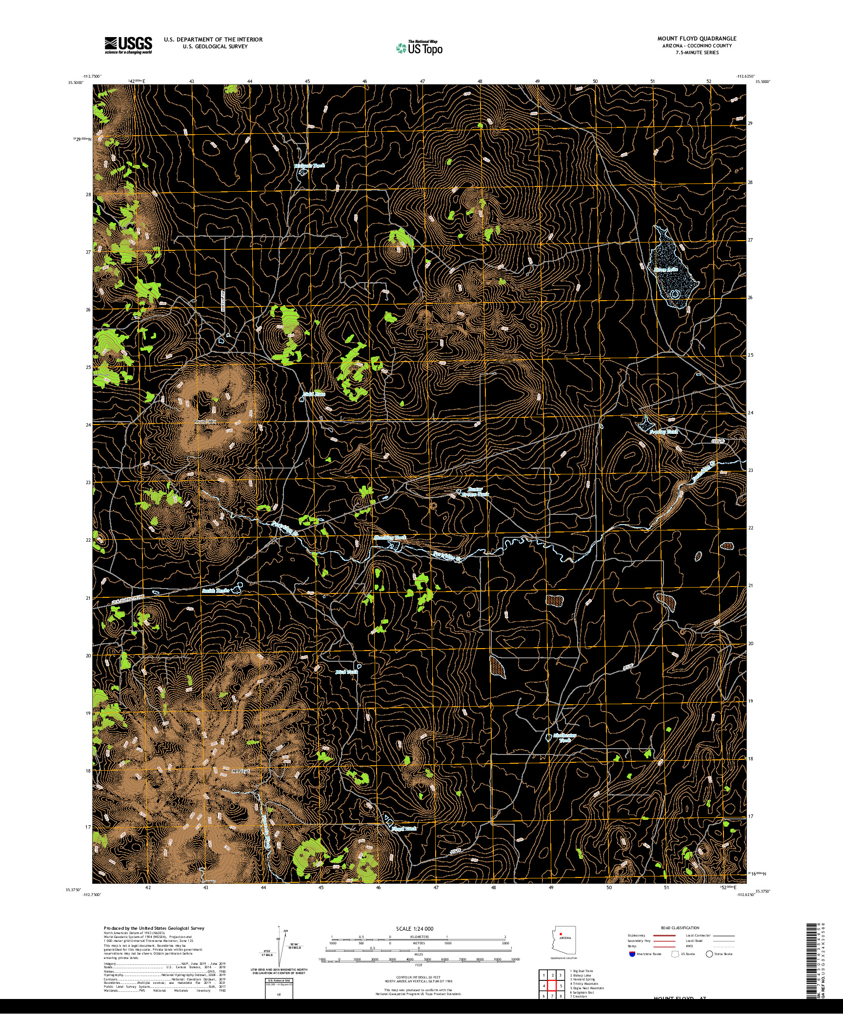 US TOPO 7.5-MINUTE MAP FOR MOUNT FLOYD, AZ