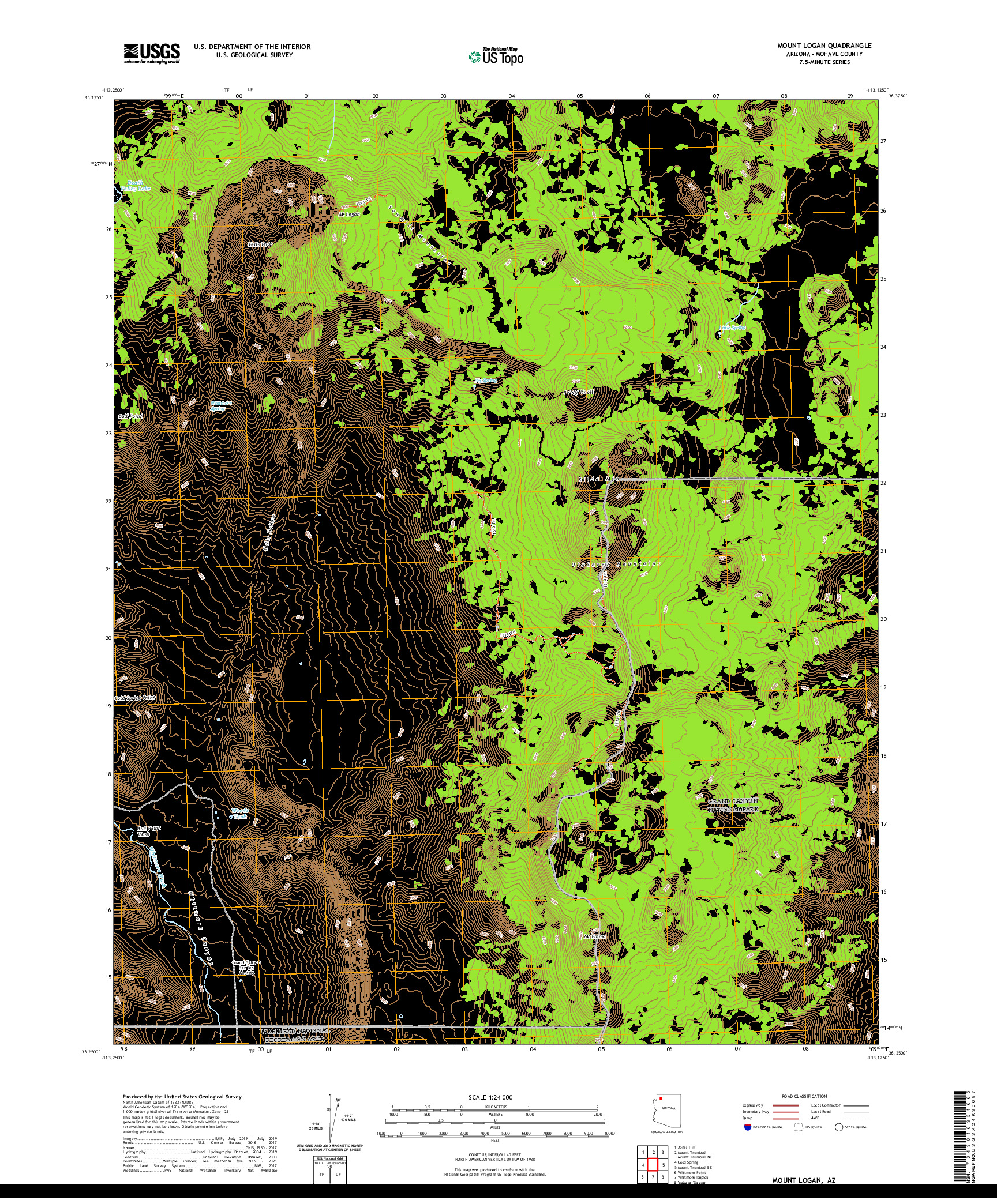 US TOPO 7.5-MINUTE MAP FOR MOUNT LOGAN, AZ