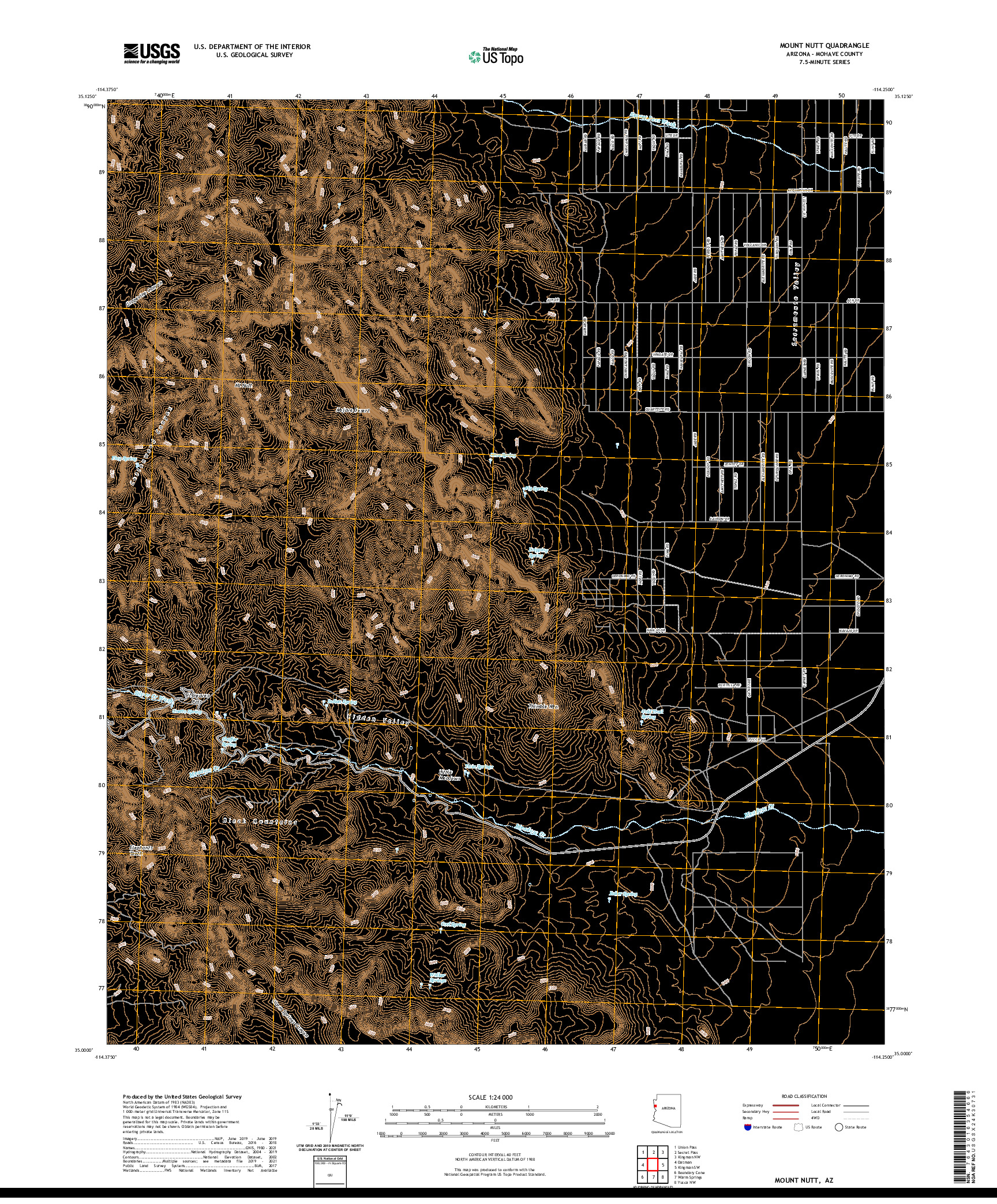 US TOPO 7.5-MINUTE MAP FOR MOUNT NUTT, AZ