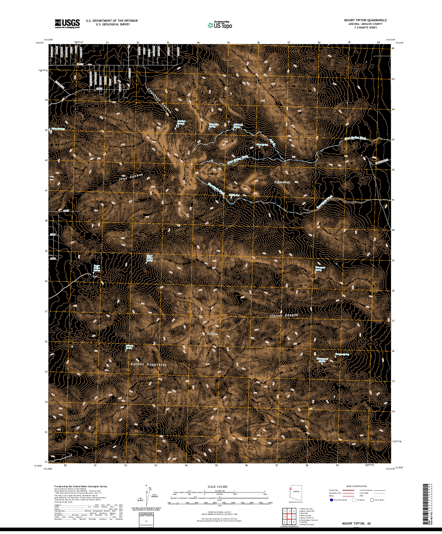 US TOPO 7.5-MINUTE MAP FOR MOUNT TIPTON, AZ