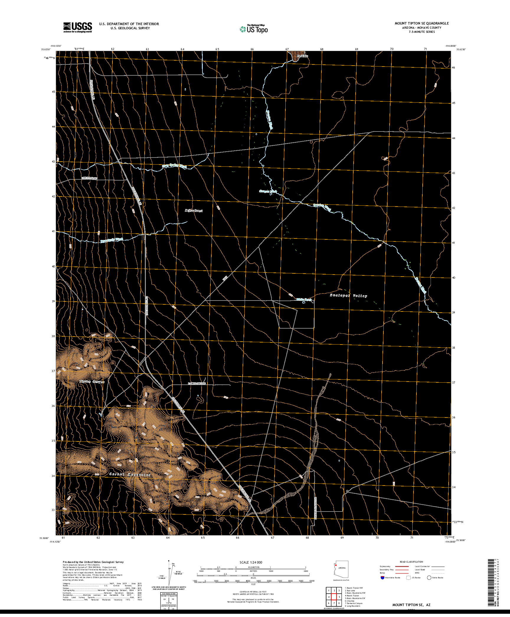 US TOPO 7.5-MINUTE MAP FOR MOUNT TIPTON SE, AZ