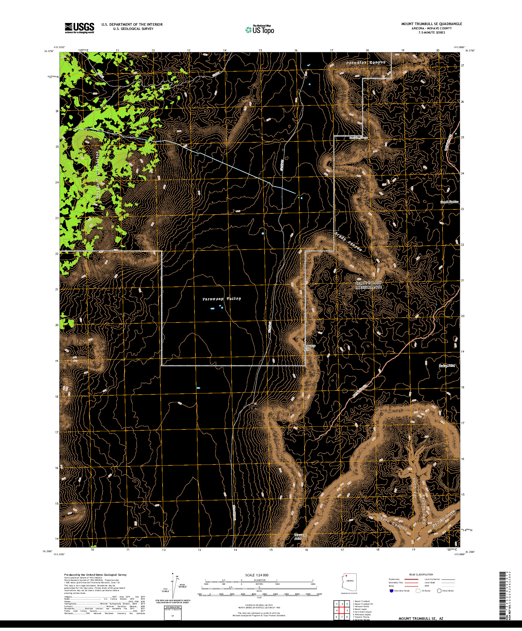 US TOPO 7.5-MINUTE MAP FOR MOUNT TRUMBULL SE, AZ