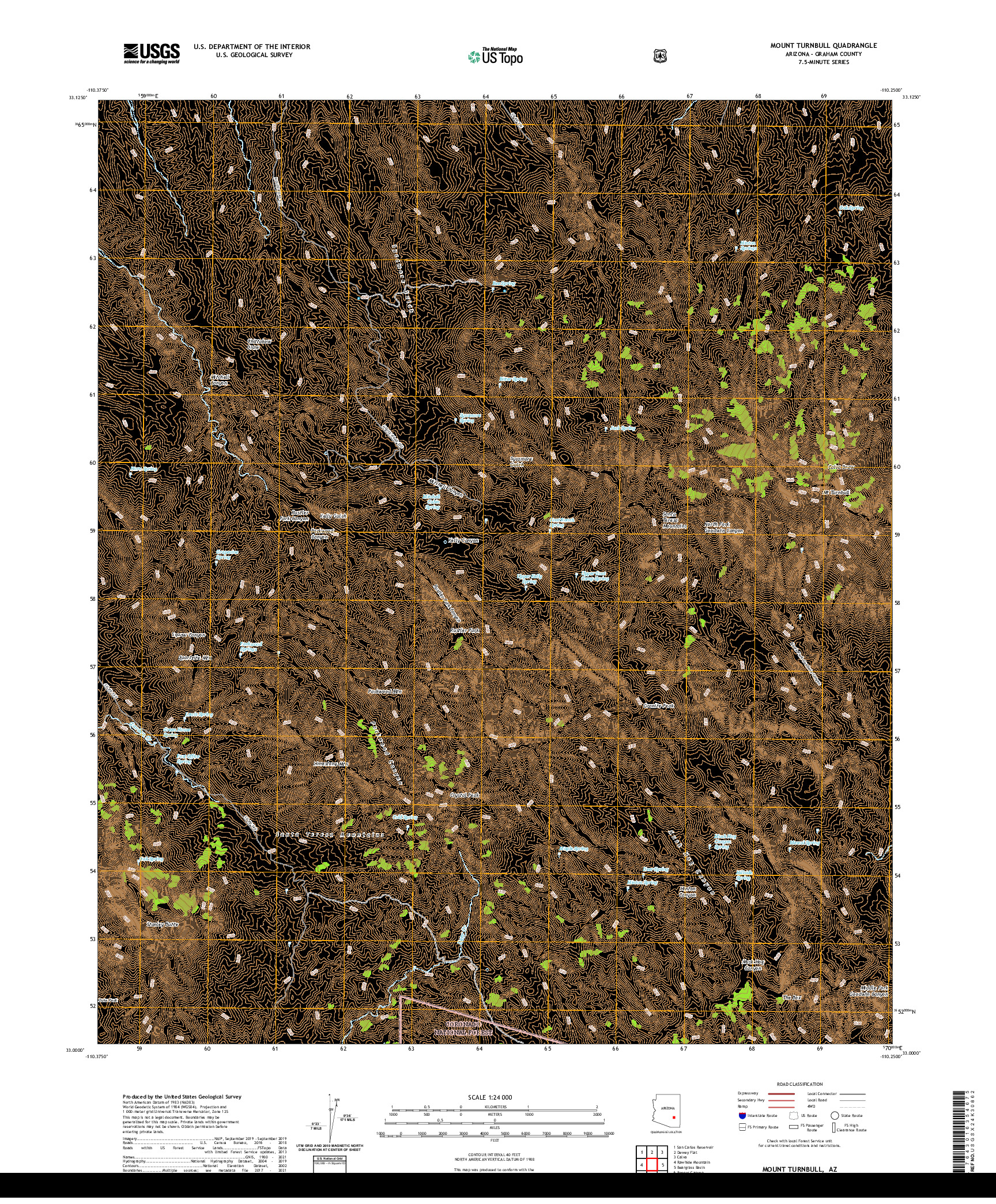 US TOPO 7.5-MINUTE MAP FOR MOUNT TURNBULL, AZ