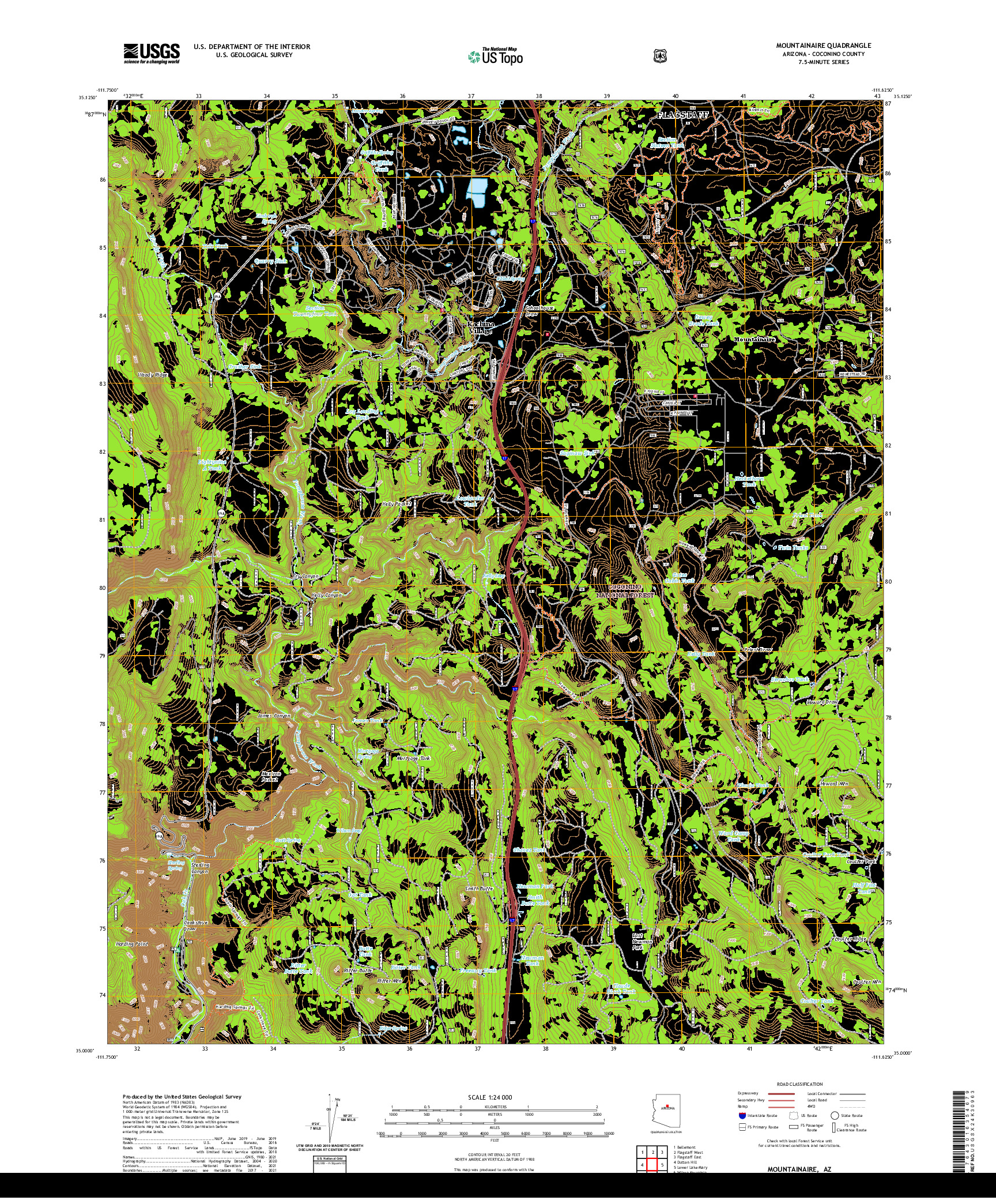 US TOPO 7.5-MINUTE MAP FOR MOUNTAINAIRE, AZ