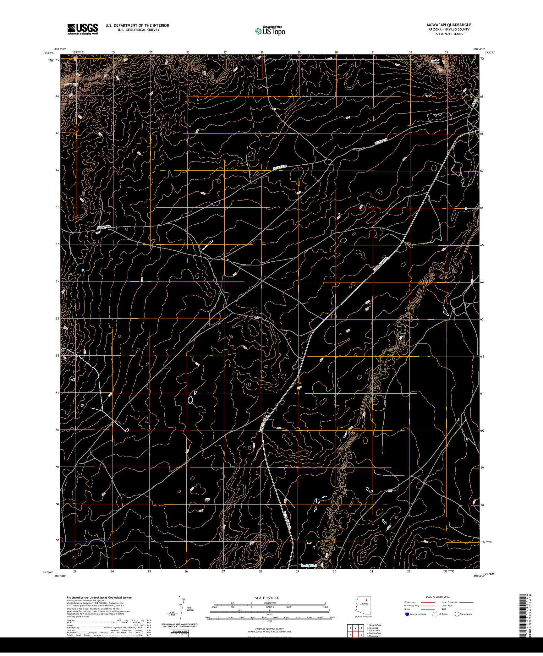 US TOPO 7.5-MINUTE MAP FOR MOWAAPI, AZ