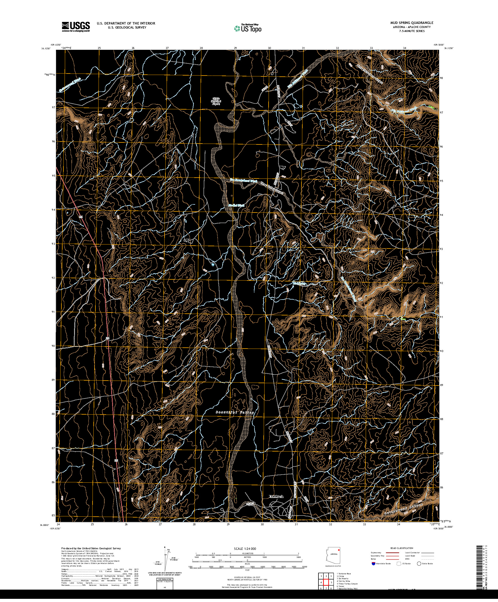 US TOPO 7.5-MINUTE MAP FOR MUD SPRING, AZ