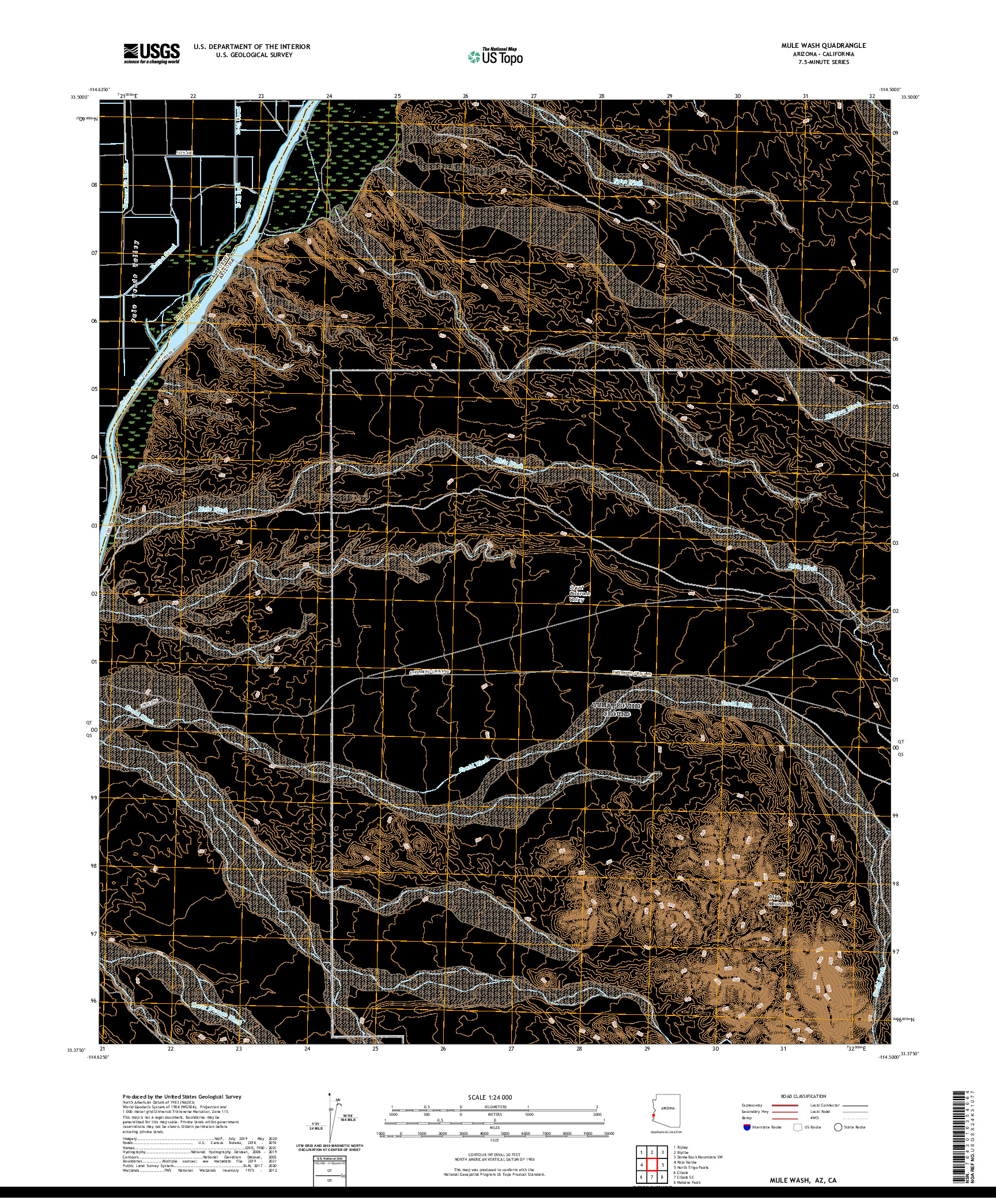USGS US TOPO 7.5-MINUTE MAP FOR MULE WASH, AZ,CA 2021