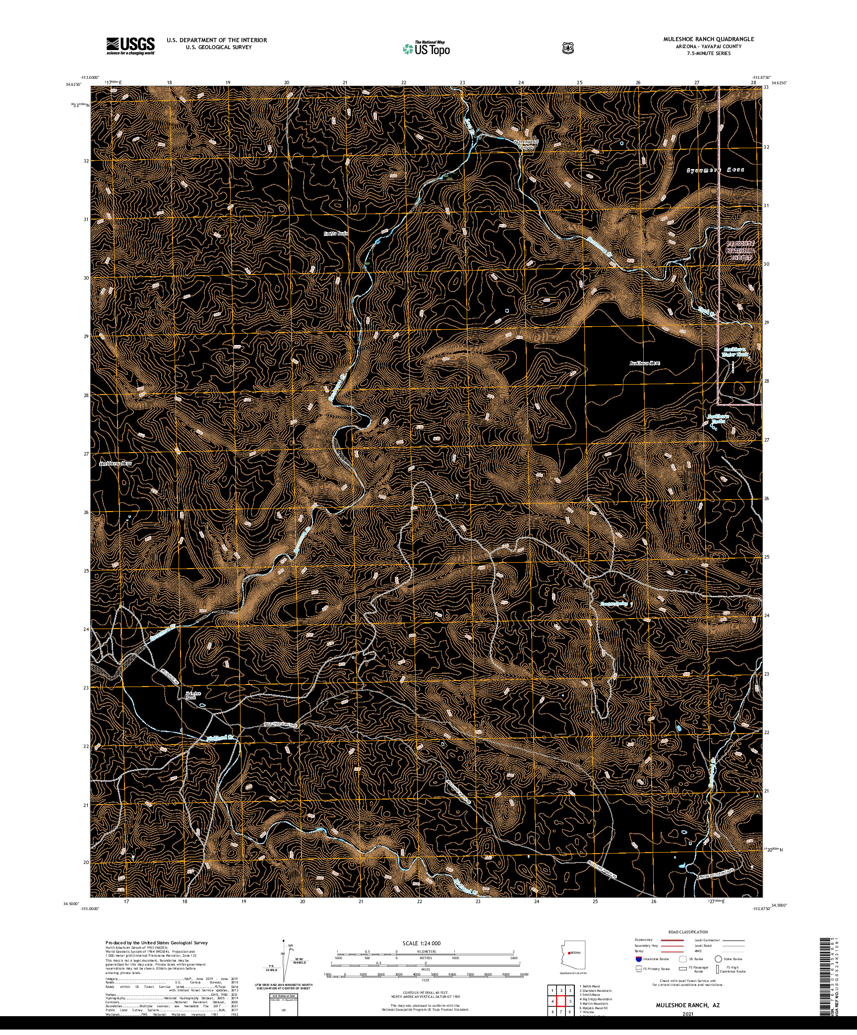 US TOPO 7.5-MINUTE MAP FOR MULESHOE RANCH, AZ