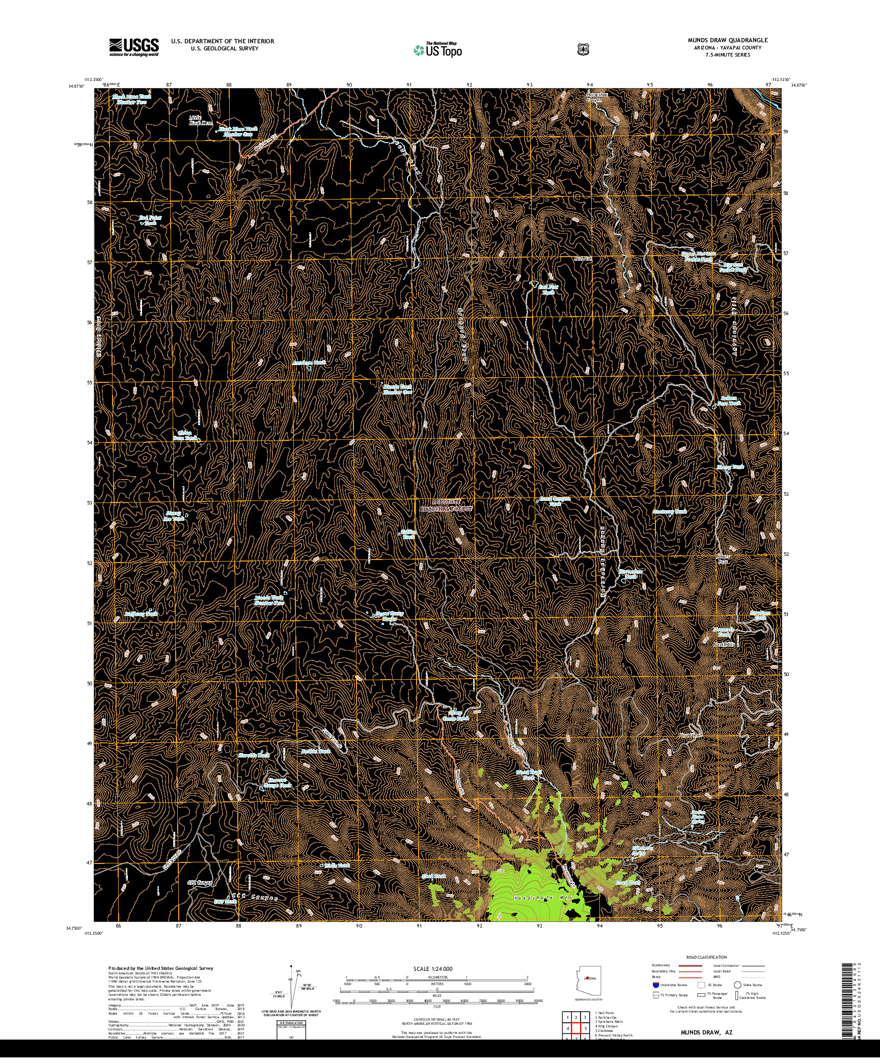 US TOPO 7.5-MINUTE MAP FOR MUNDS DRAW, AZ